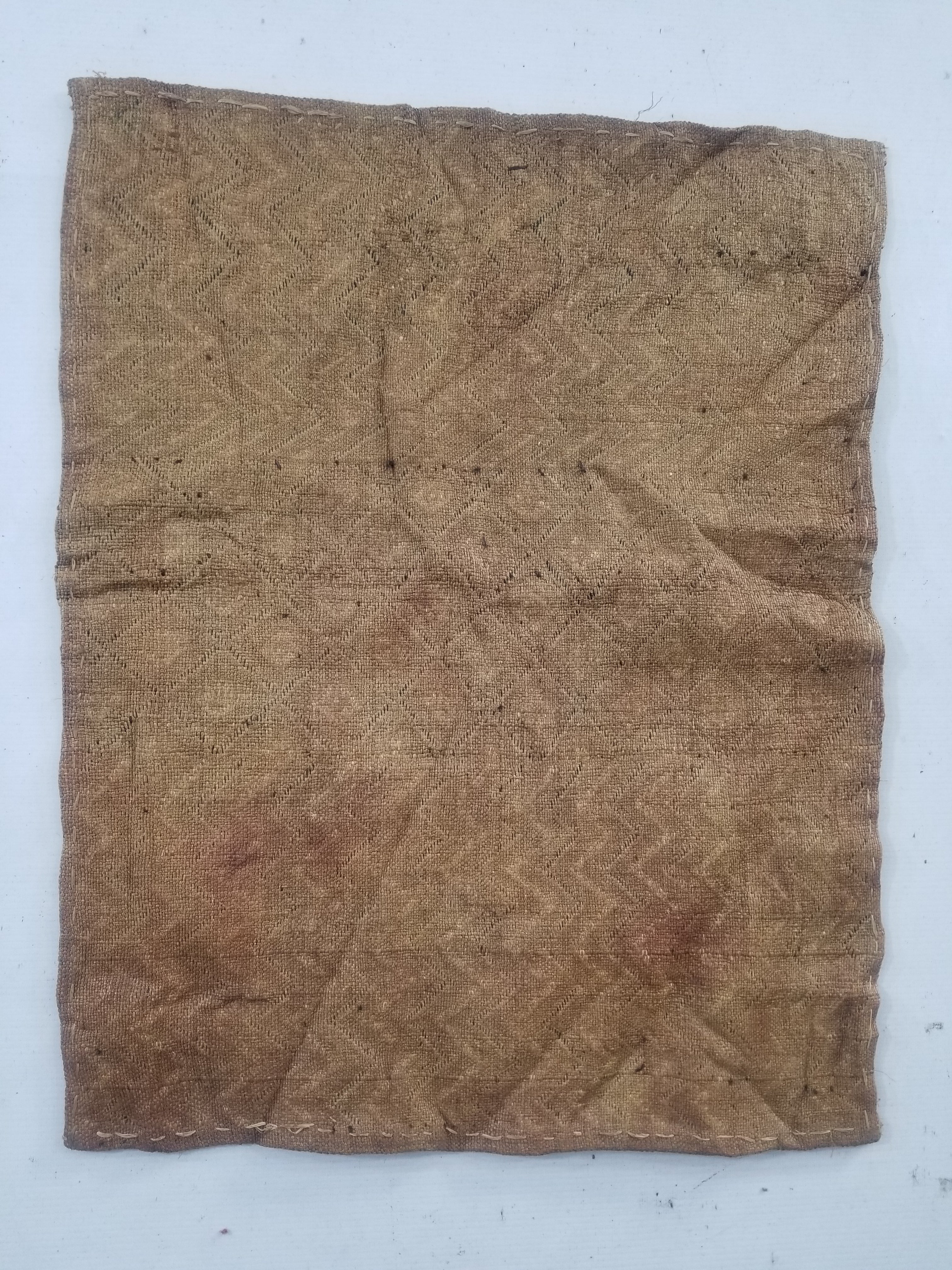 Vintage African Handwoven Kuba Cloth Raffia Textile Panel 61x48cm