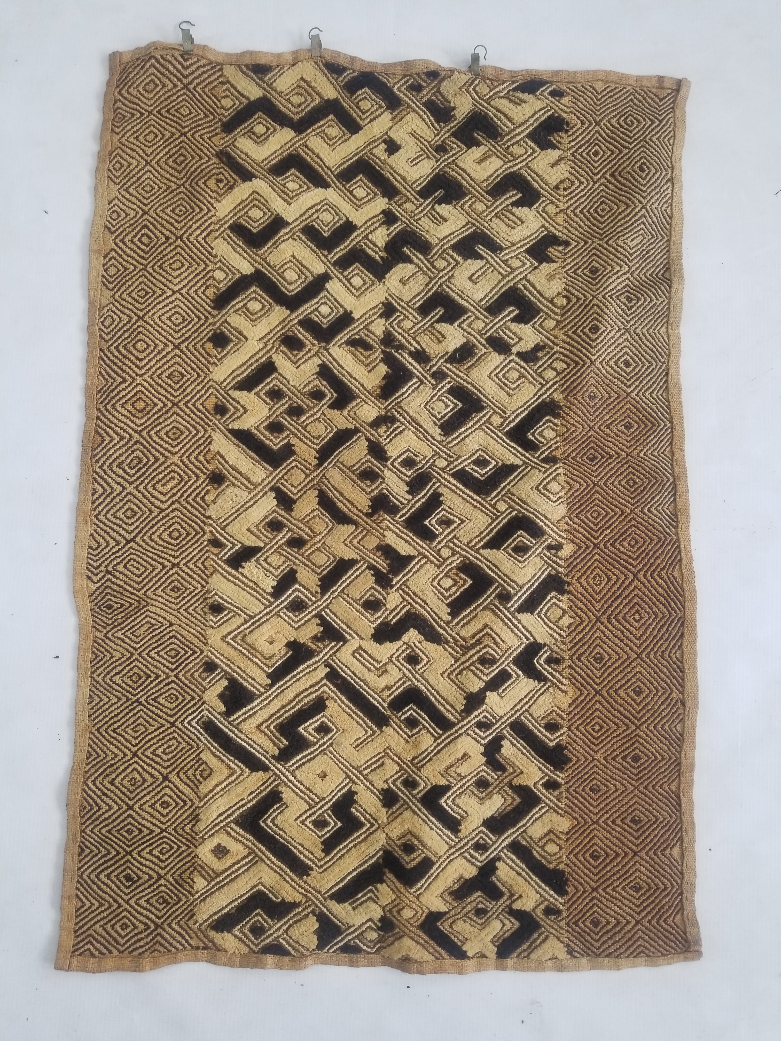 Vintage African Handwoven Kuba Showa Cloth Raffia Textile Panel 84x56cm