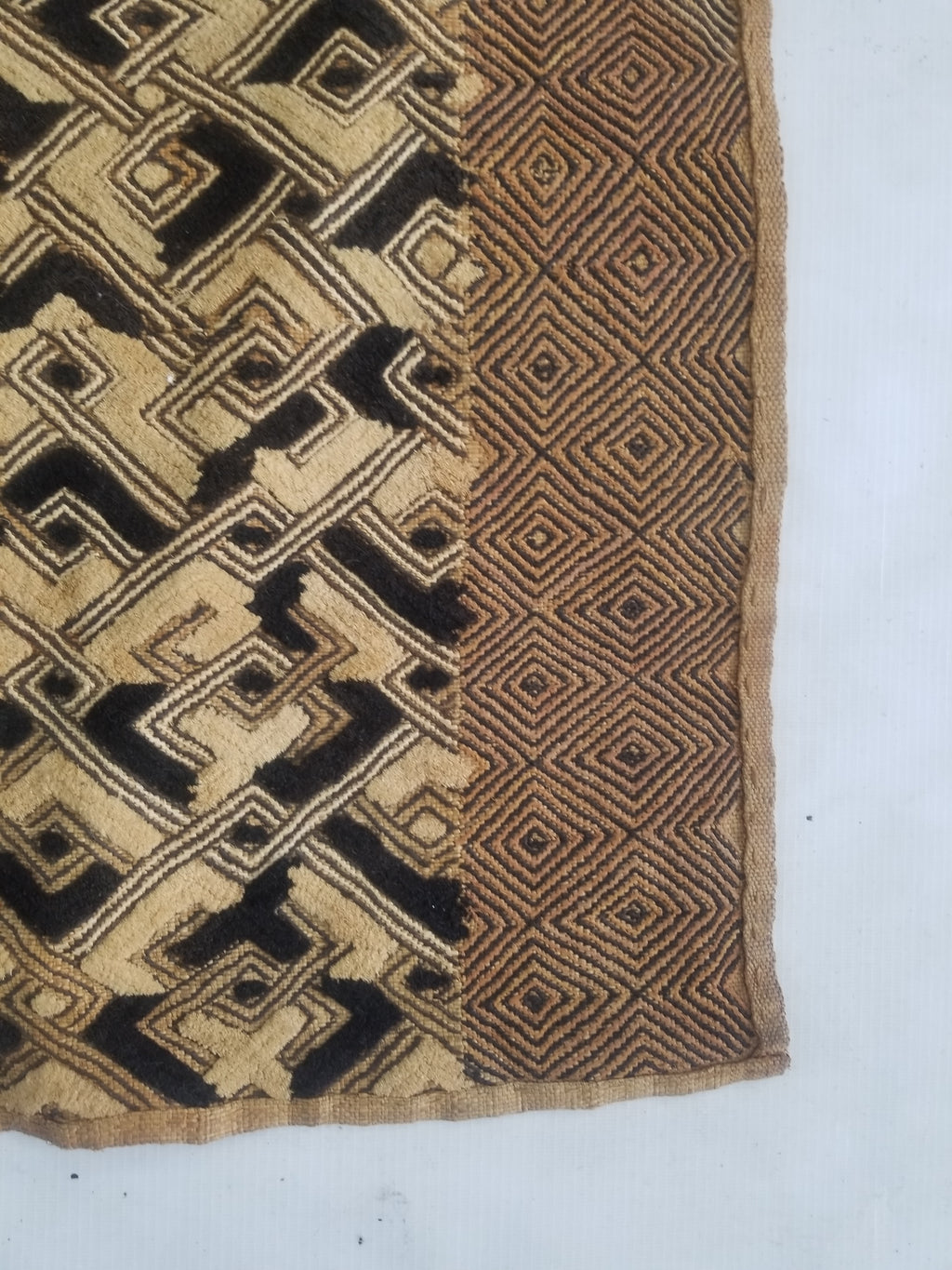 Vintage African Handwoven Kuba Showa Cloth Raffia Textile Panel 84x56cm