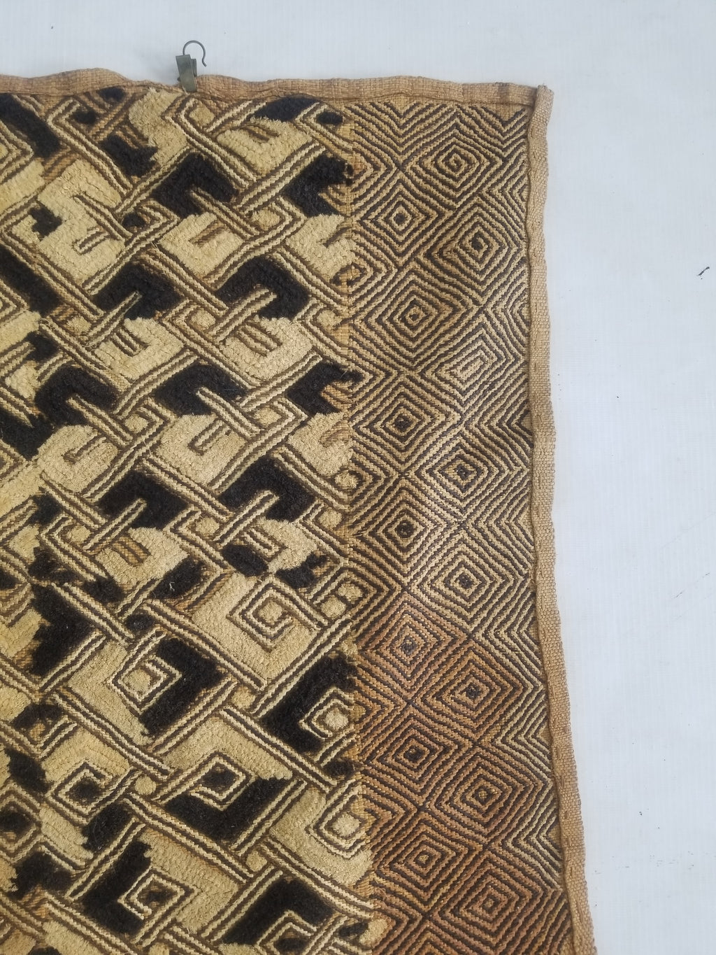 Vintage African Handwoven Kuba Showa Cloth Raffia Textile Panel 84x56cm