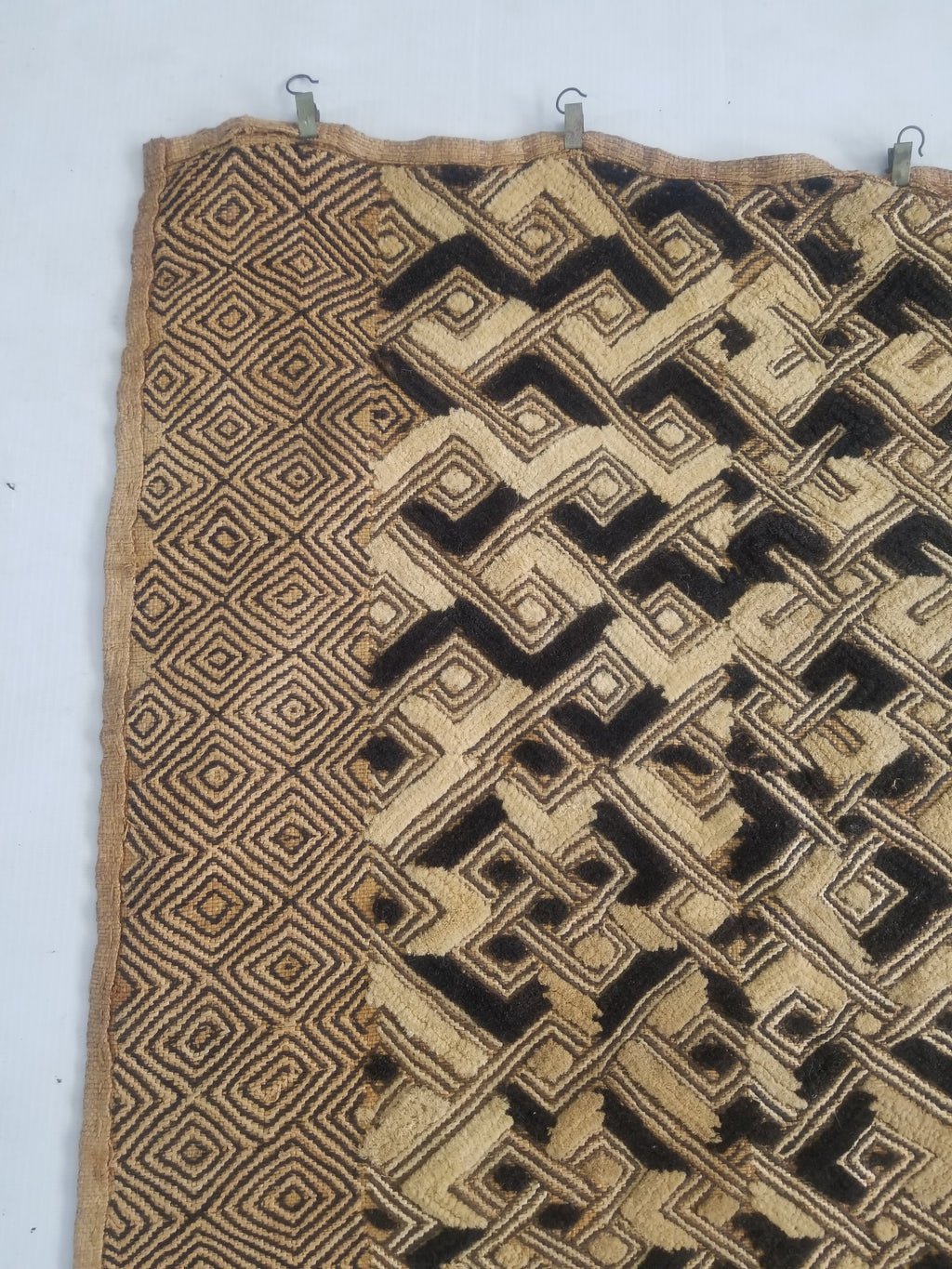 Vintage African Handwoven Kuba Showa Cloth Raffia Textile Panel 84x56cm