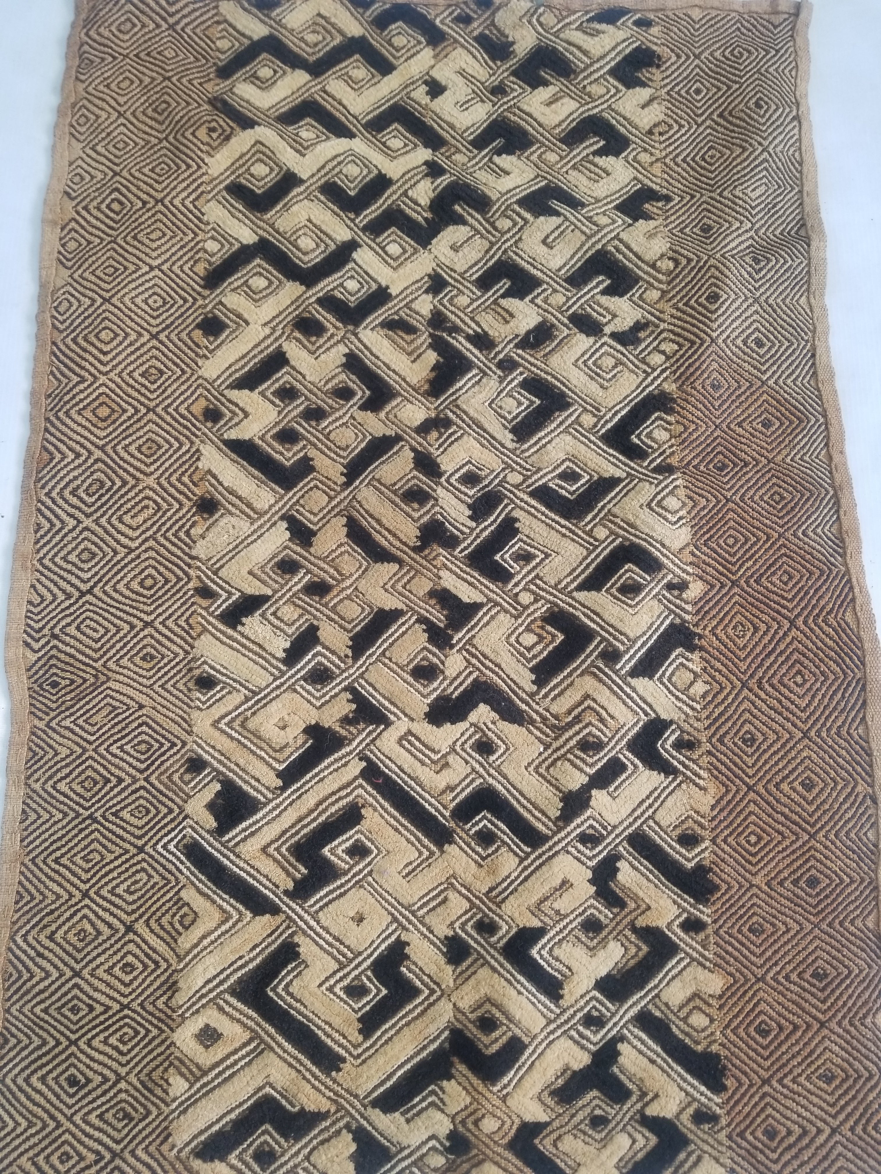Vintage African Handwoven Kuba Showa Cloth Raffia Textile Panel 84x56cm