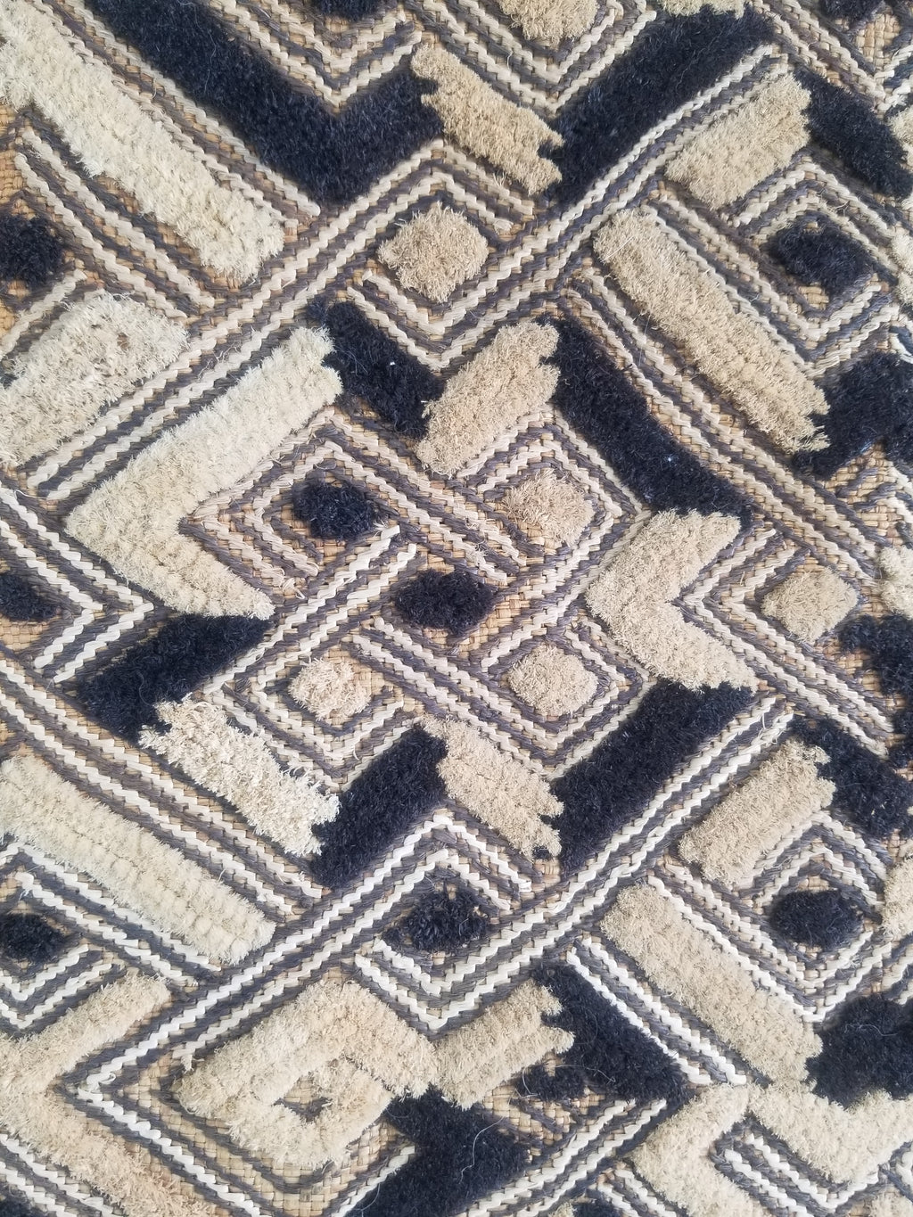 Vintage African Handwoven Kuba Showa Cloth Raffia Textile Panel 84x56cm
