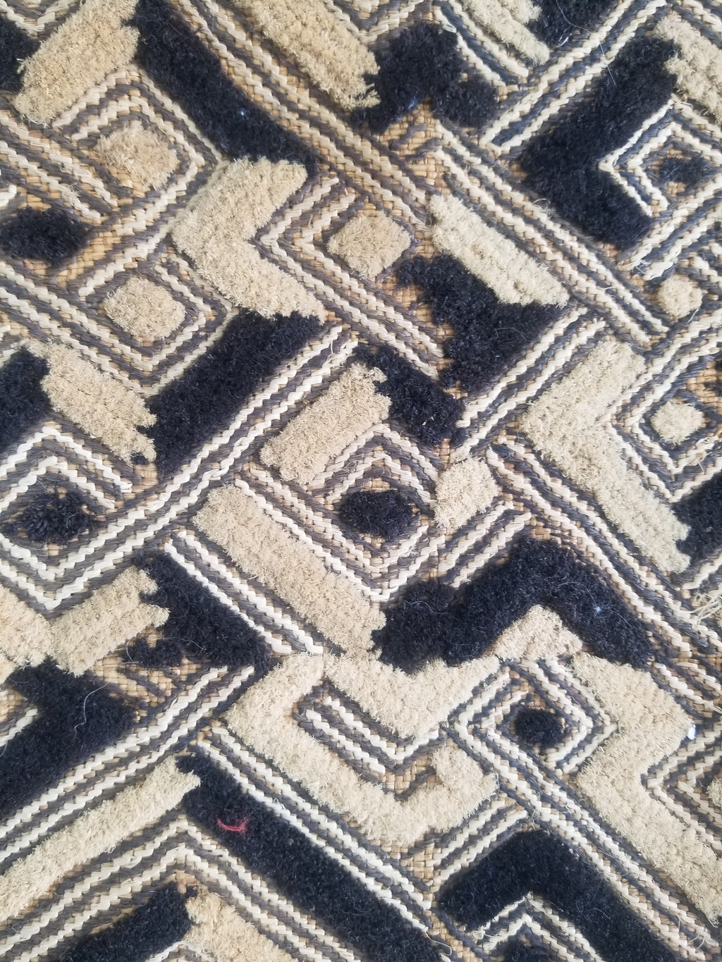 Vintage African Handwoven Kuba Showa Cloth Raffia Textile Panel 84x56cm