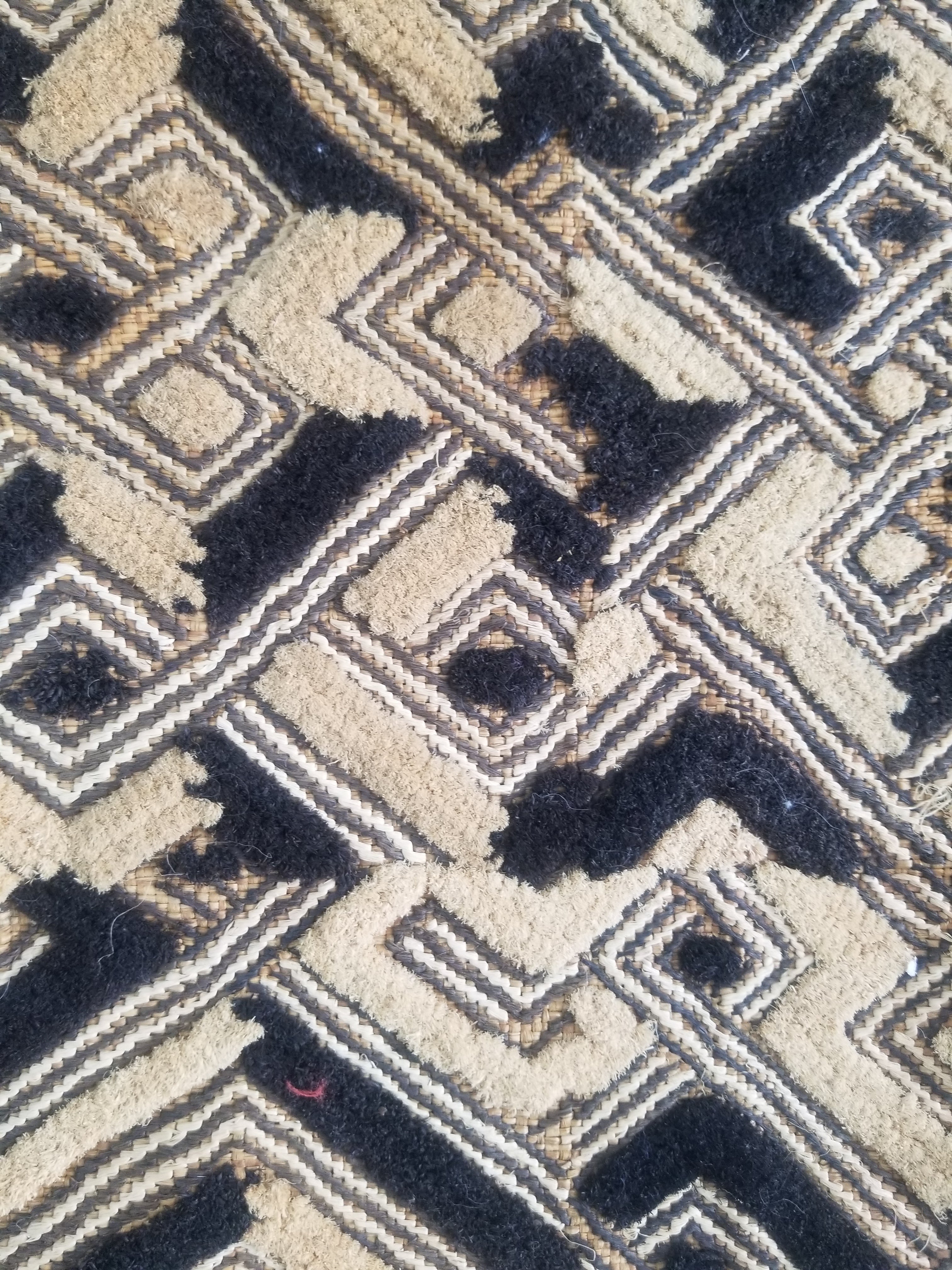 Vintage African Handwoven Kuba Showa Cloth Raffia Textile Panel 84x56cm