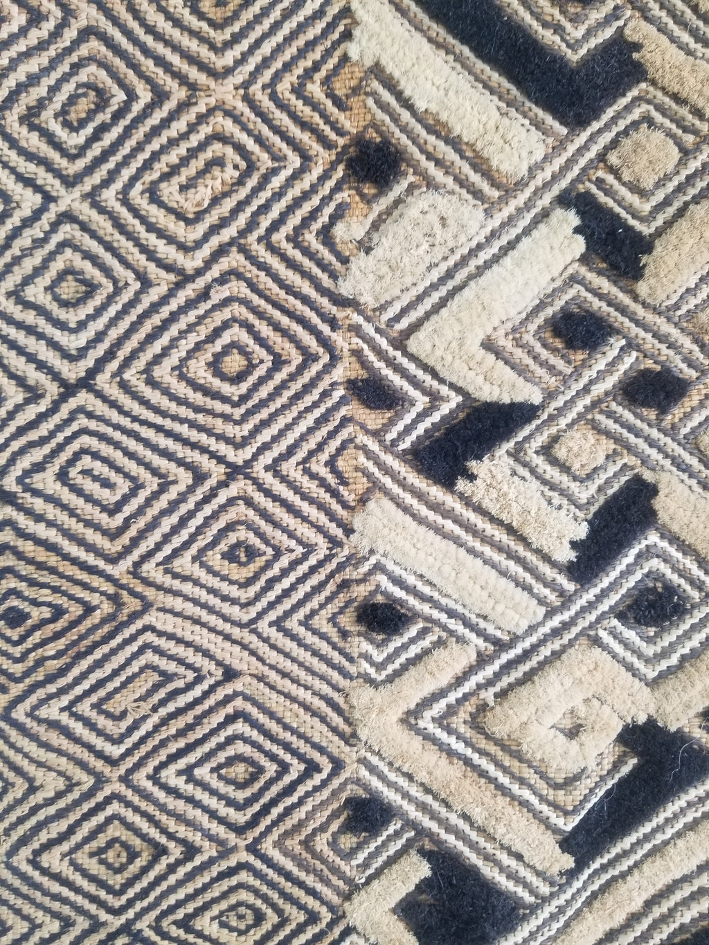 Vintage African Handwoven Kuba Showa Cloth Raffia Textile Panel 84x56cm