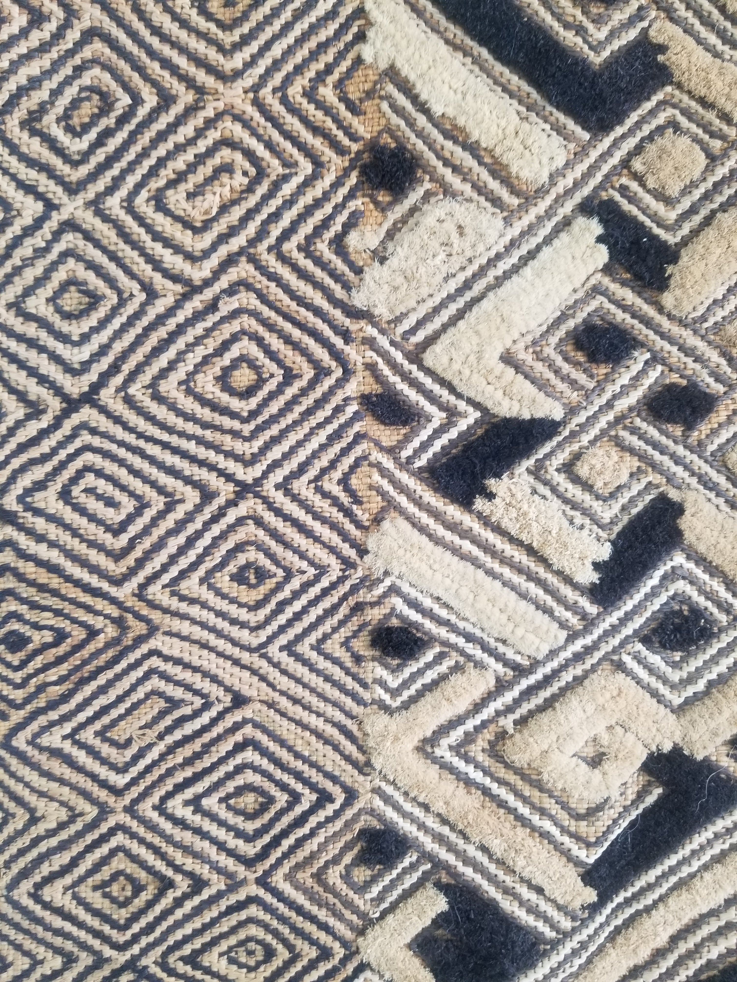 Vintage African Handwoven Kuba Showa Cloth Raffia Textile Panel 84x56cm