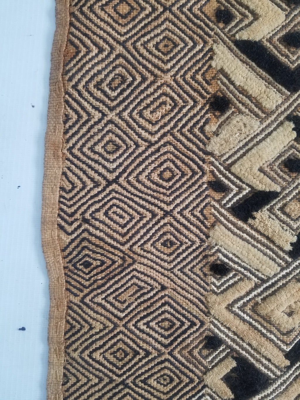 Vintage African Handwoven Kuba Showa Cloth Raffia Textile Panel 84x56cm