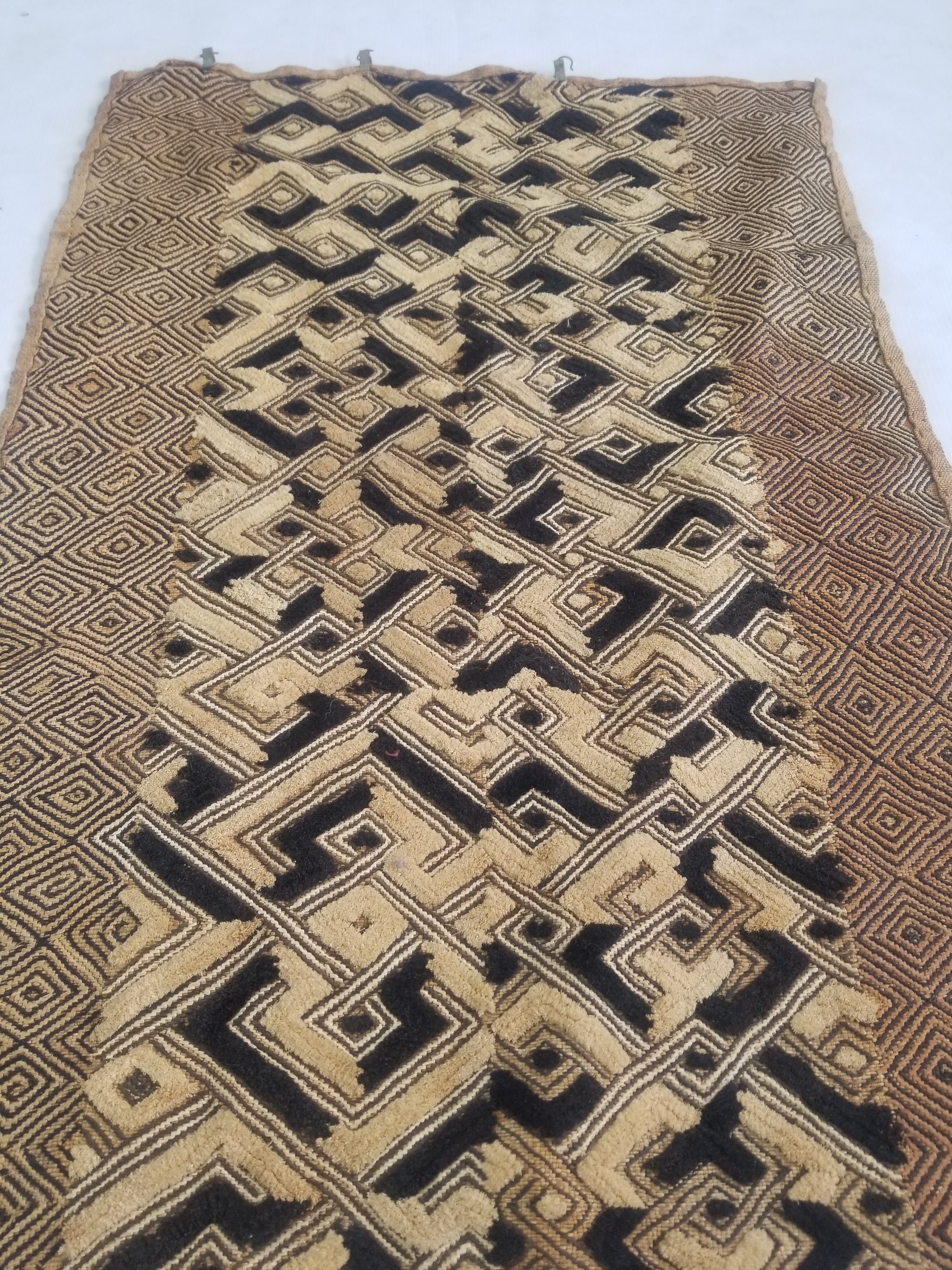 Vintage African Handwoven Kuba Showa Cloth Raffia Textile Panel 84x56cm