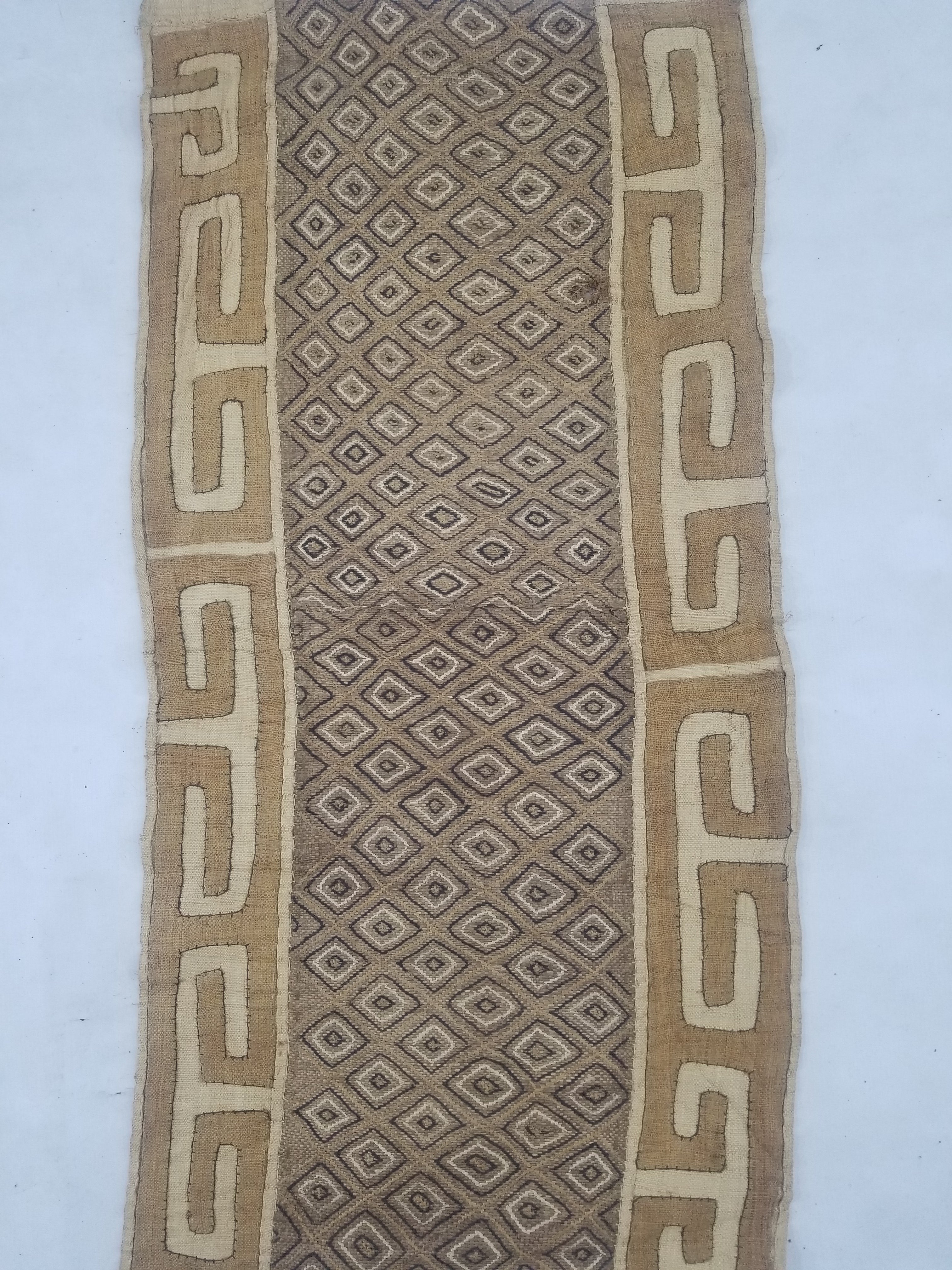 Vintage African Handwoven Kuba Cloth Textile Panel 112x54cm