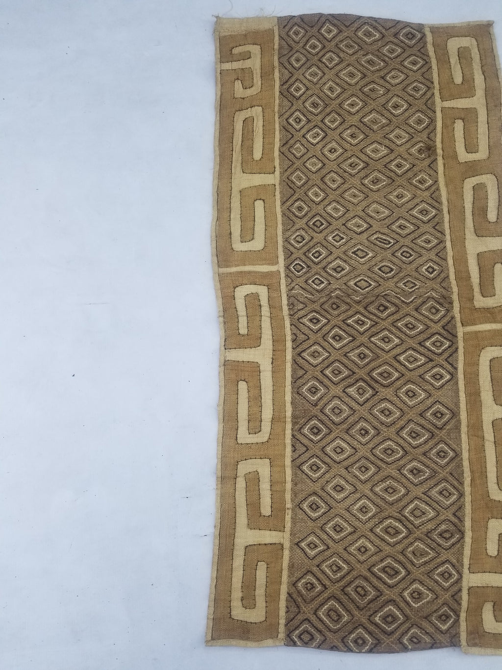 Vintage African Handwoven Kuba Cloth Textile Panel 112x54cm