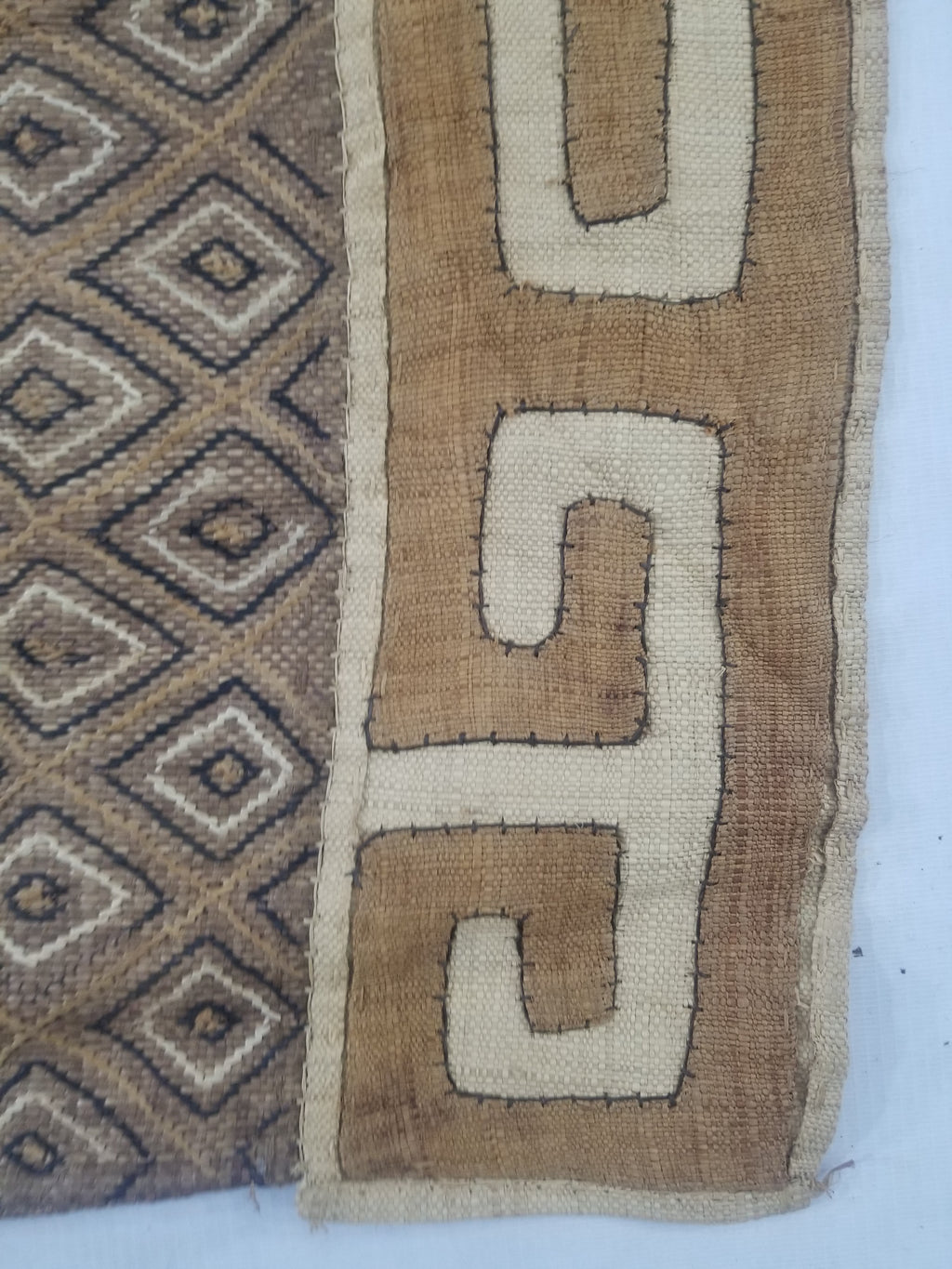 Vintage African Handwoven Kuba Cloth Textile Panel 112x54cm