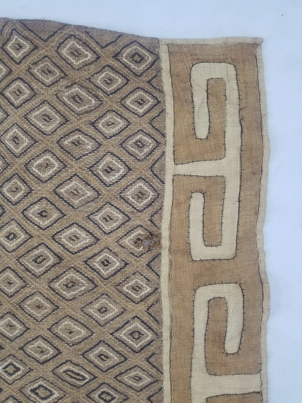 Vintage African Handwoven Kuba Cloth Textile Panel 112x54cm