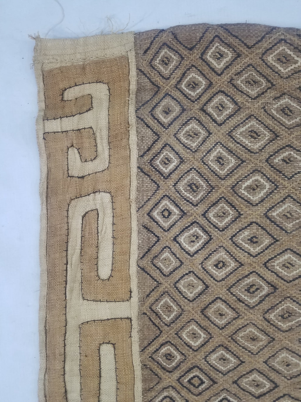 Vintage African Handwoven Kuba Cloth Textile Panel 112x54cm