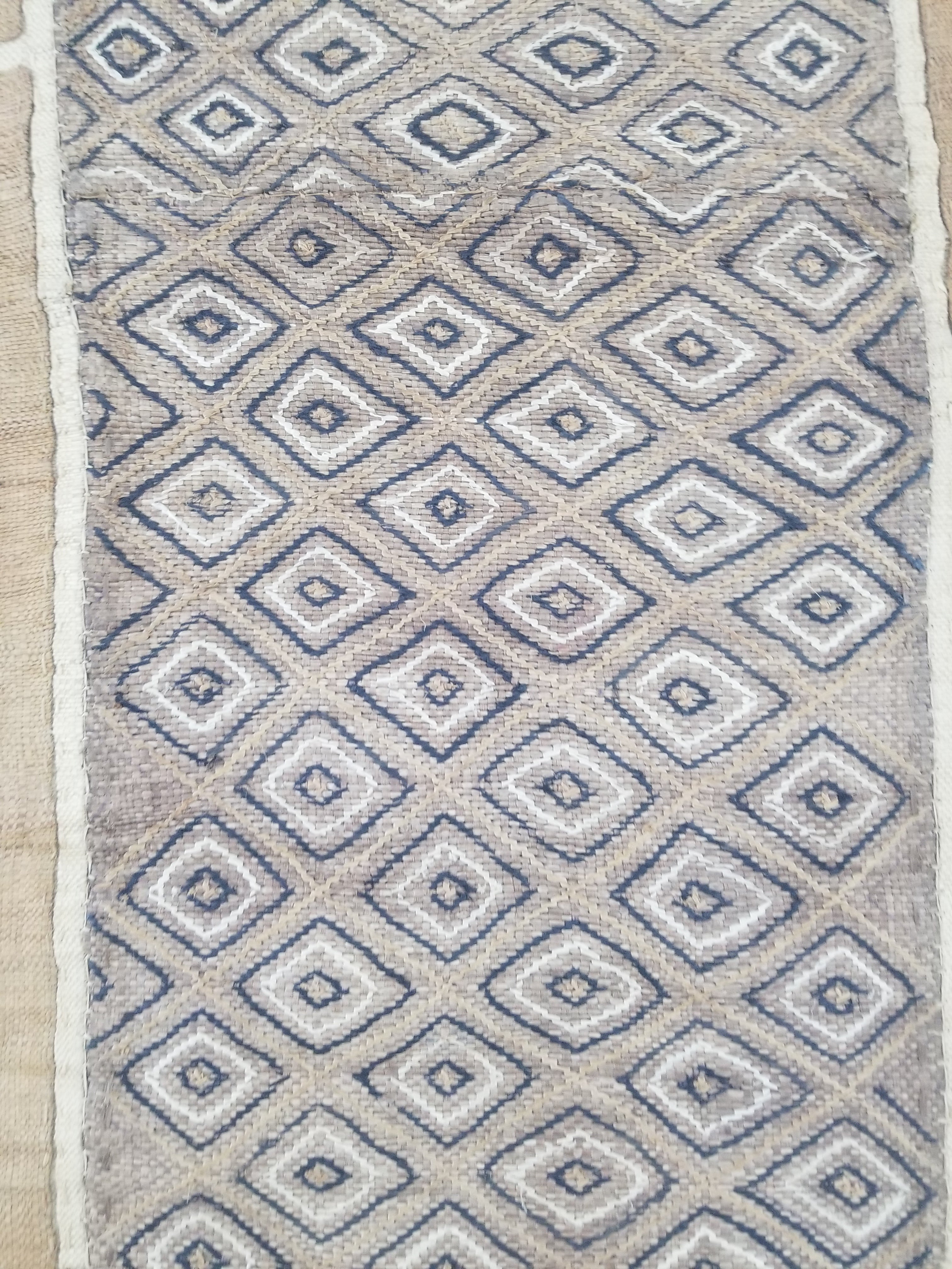Vintage African Handwoven Kuba Cloth Textile Panel 112x54cm