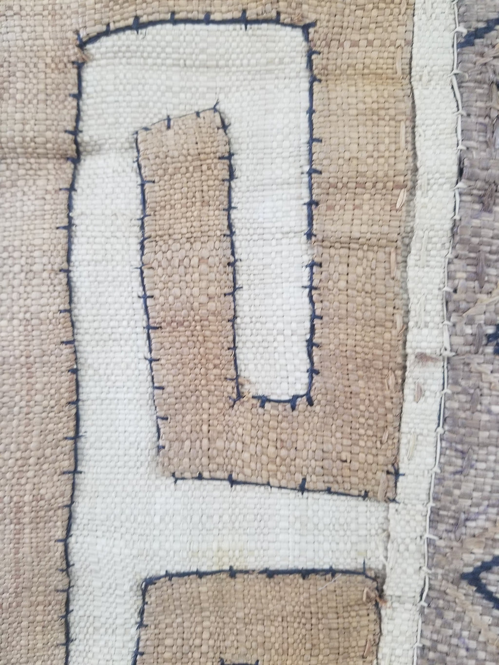 Vintage African Handwoven Kuba Cloth Textile Panel 112x54cm