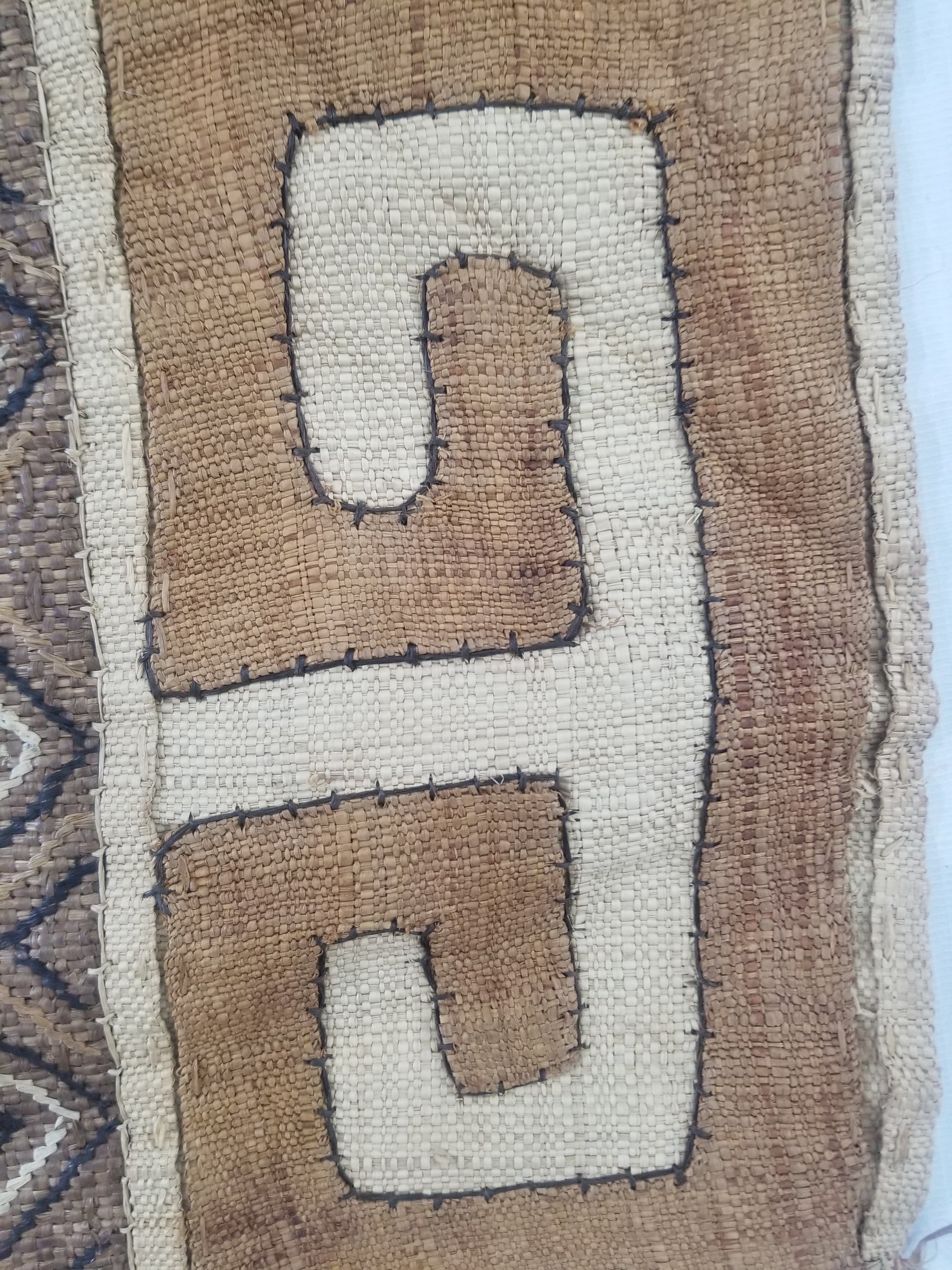 Vintage African Handwoven Kuba Cloth Textile Panel 112x54cm