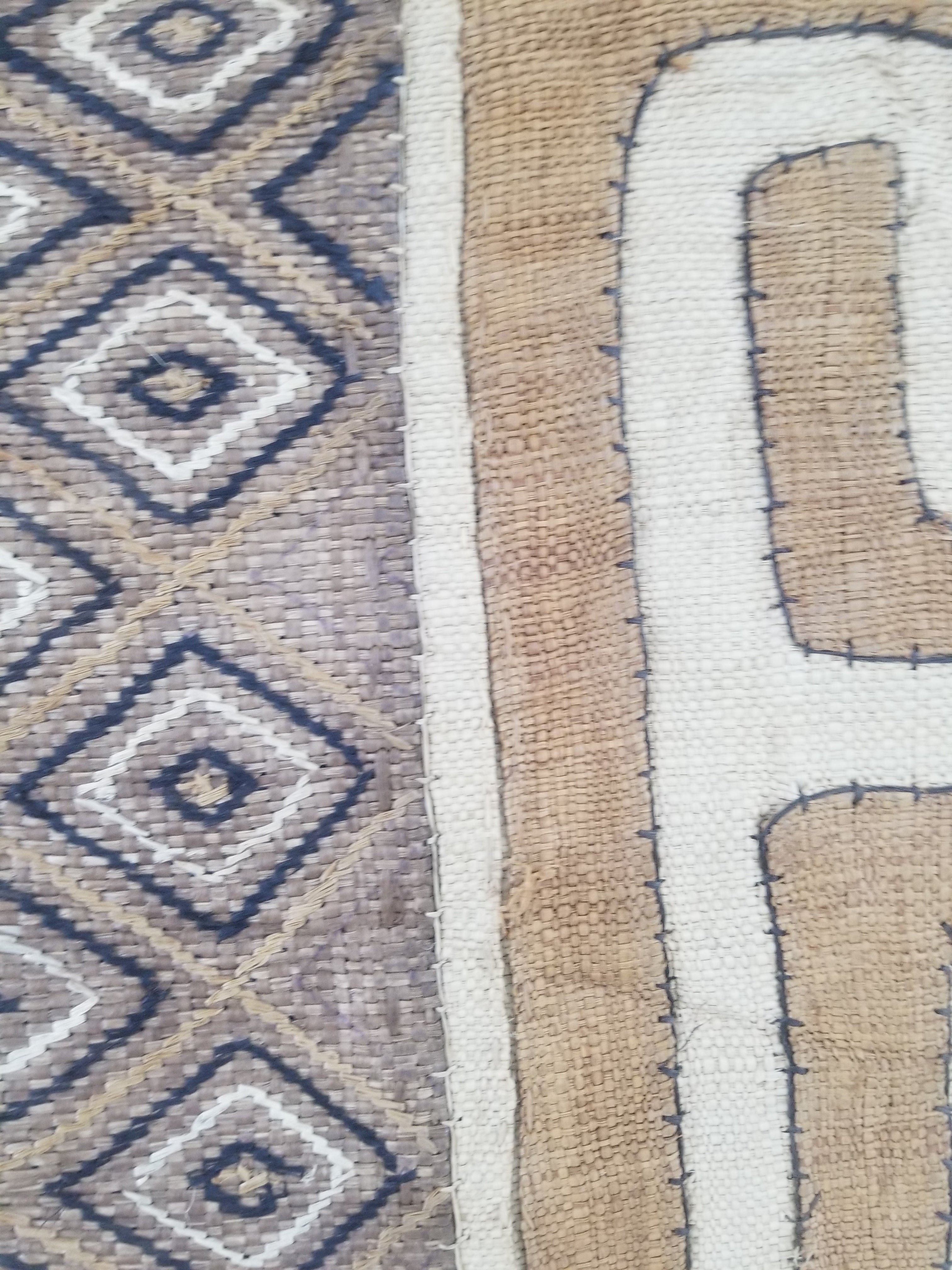 Vintage African Handwoven Kuba Cloth Textile Panel 112x54cm