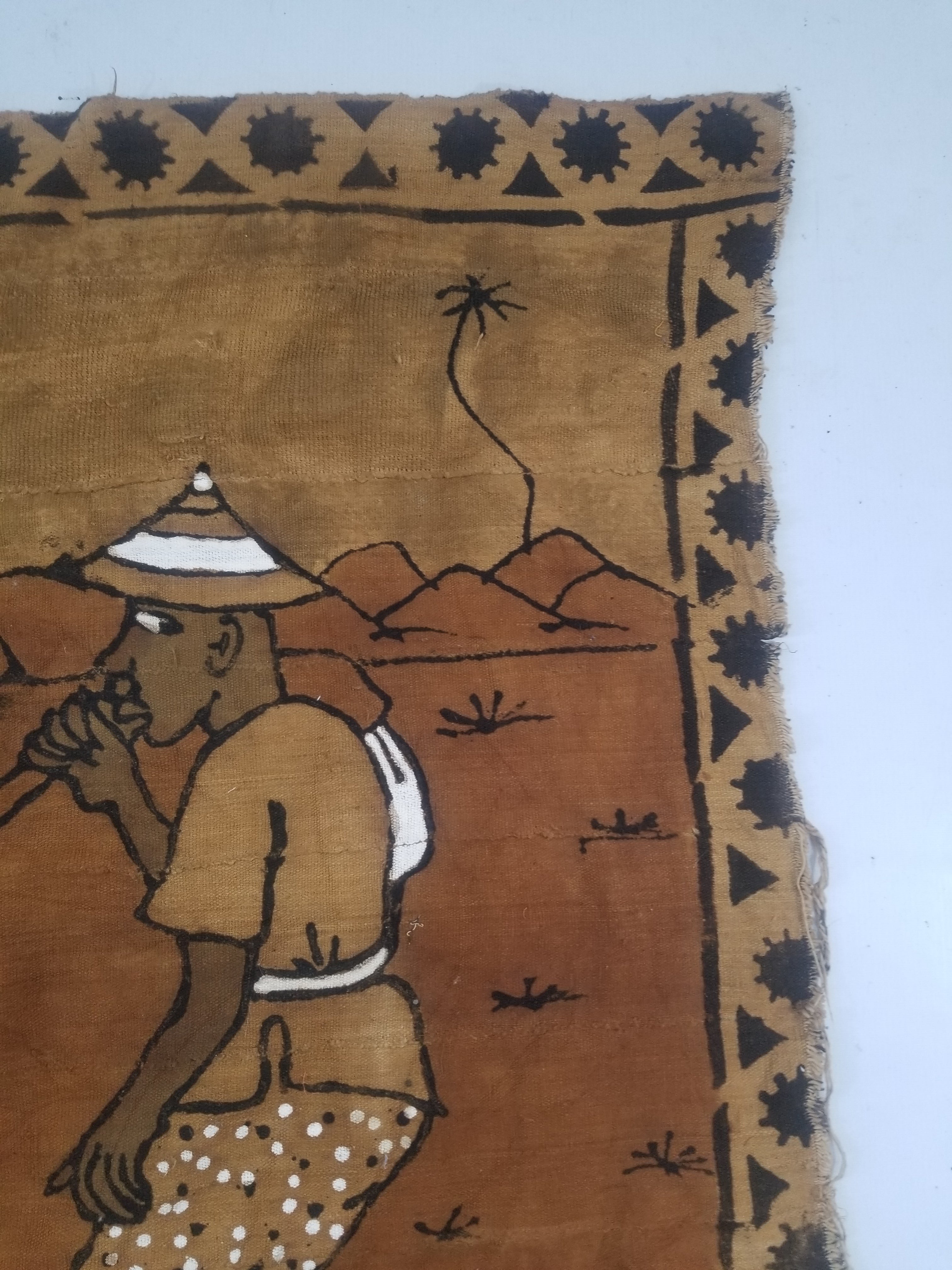 Vintage African Tribal Korhogo Handpainted Mud Cloth Tapestry 167x102cm