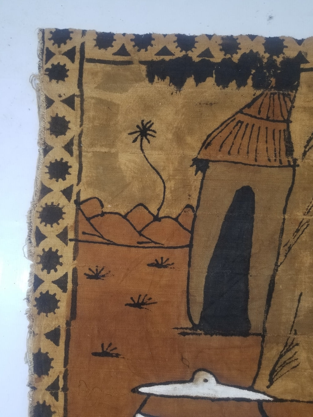 Vintage African Tribal Korhogo Handpainted Mud Cloth Tapestry 167x102cm