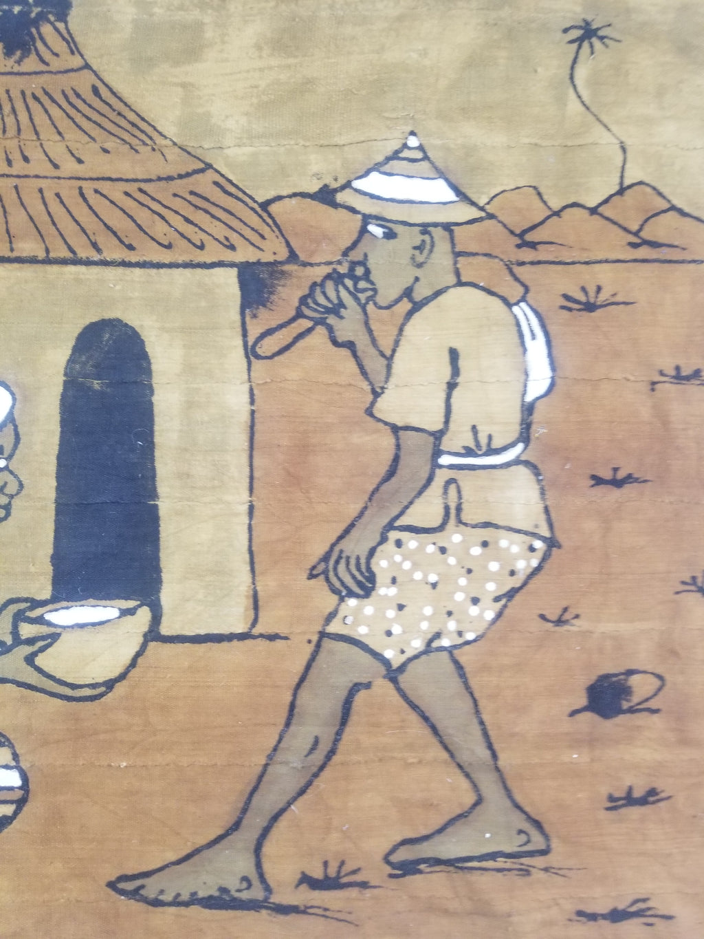 Vintage African Tribal Korhogo Handpainted Mud Cloth Tapestry 167x102cm