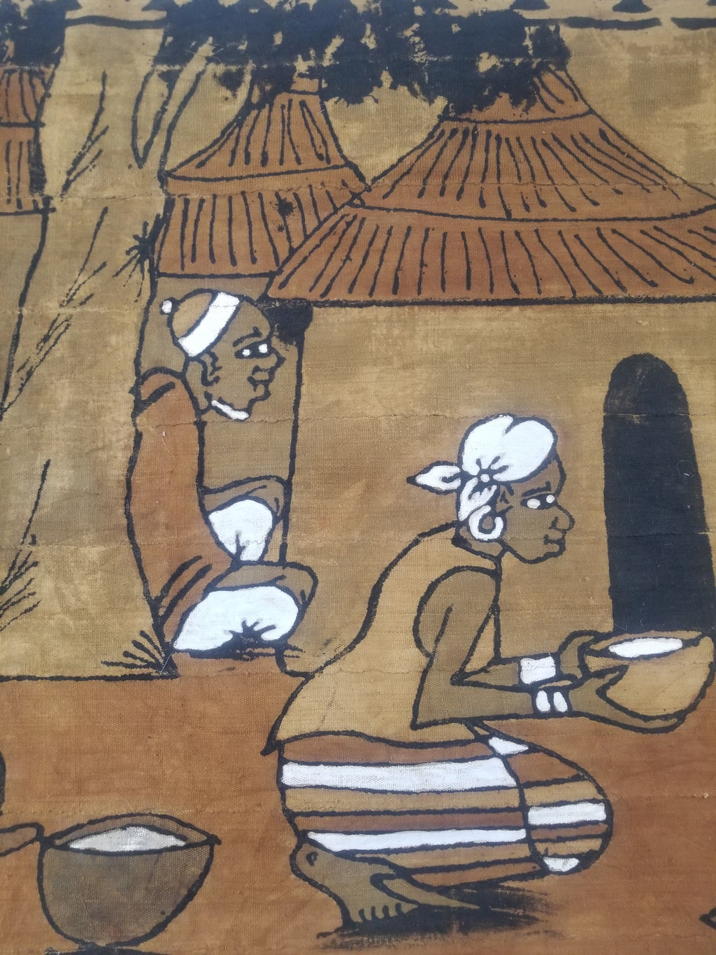 Vintage African Tribal Korhogo Handpainted Mud Cloth Tapestry 167x102cm