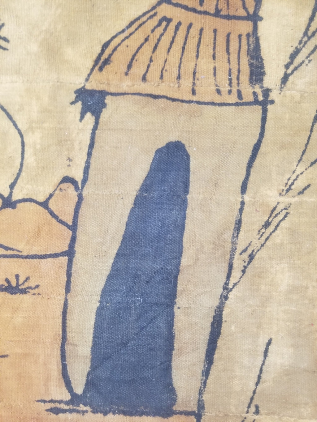 Vintage African Tribal Korhogo Handpainted Mud Cloth Tapestry 167x102cm