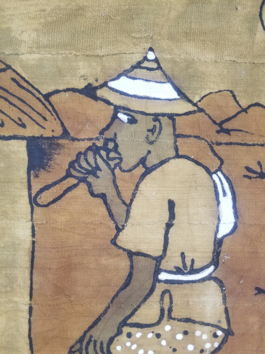 Vintage African Tribal Korhogo Handpainted Mud Cloth Tapestry 167x102cm