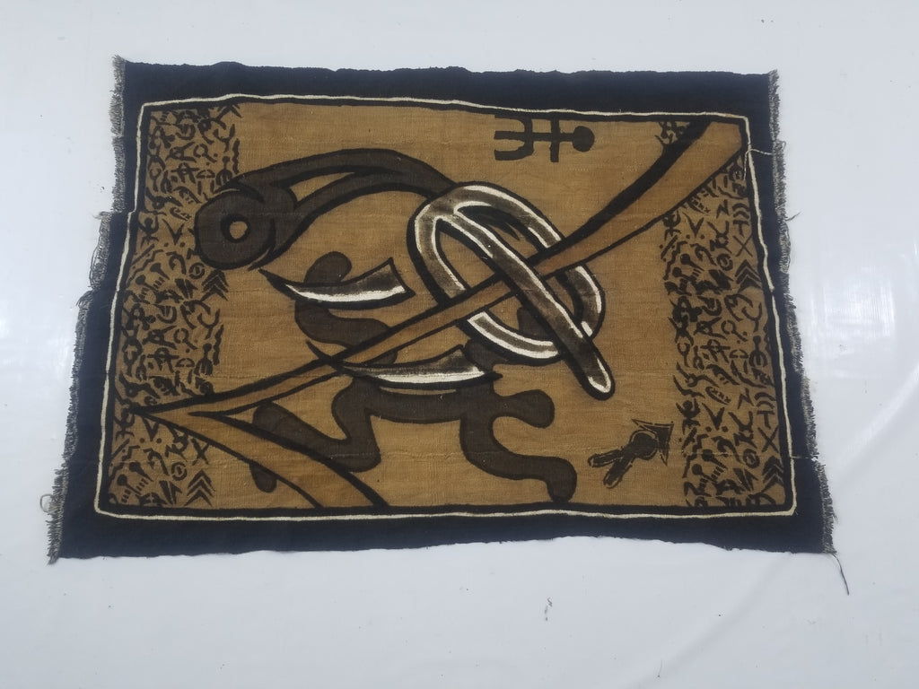 Vintage African Tribal Handpainted Mud Cloth Tapestry 110x78cm
