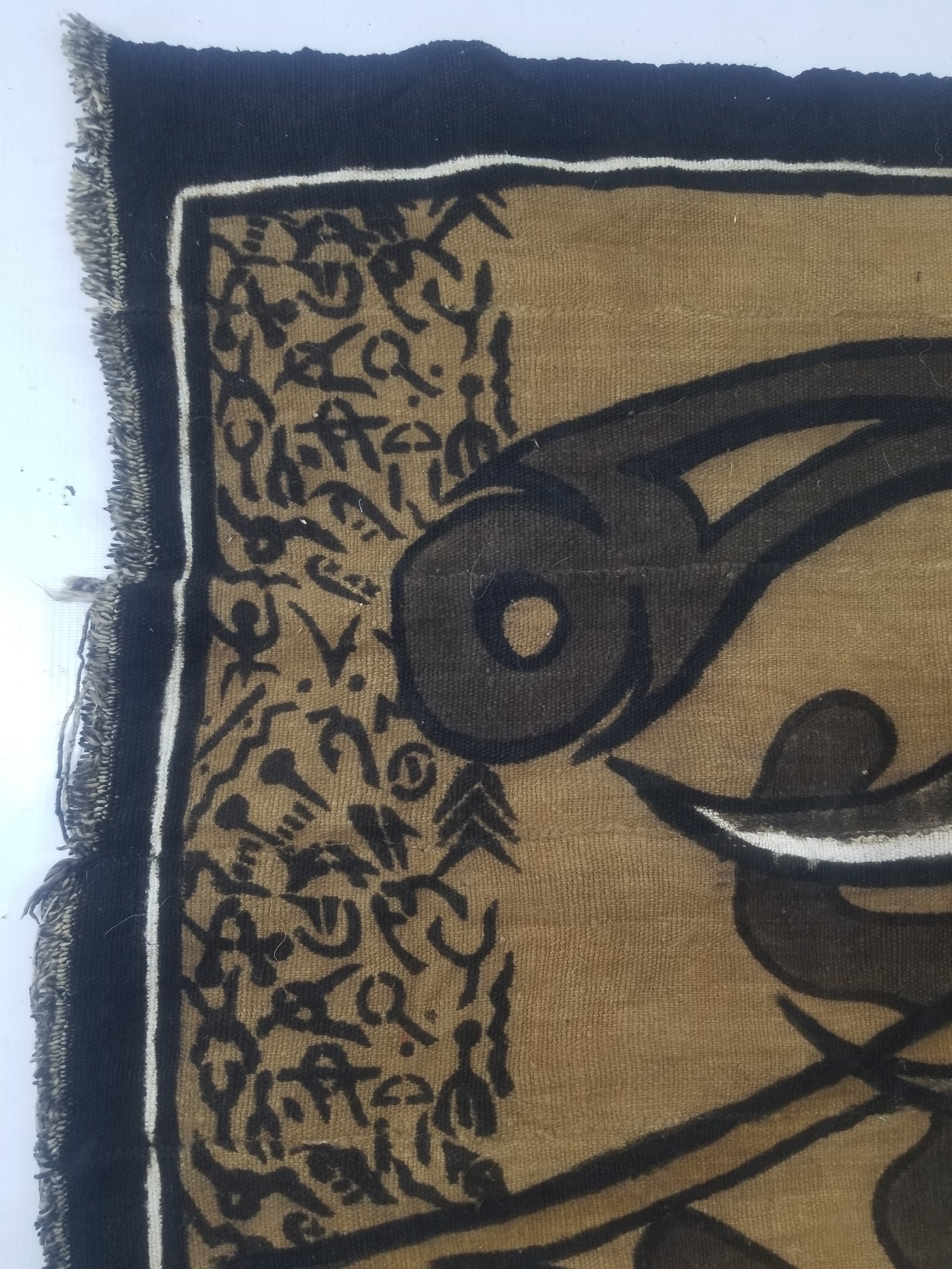 Vintage African Tribal Handpainted Mud Cloth Tapestry 110x78cm