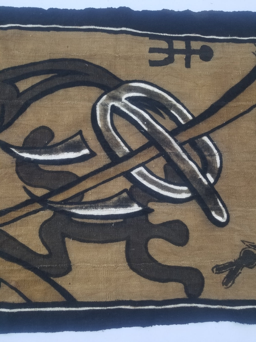 Vintage African Tribal Handpainted Mud Cloth Tapestry 110x78cm