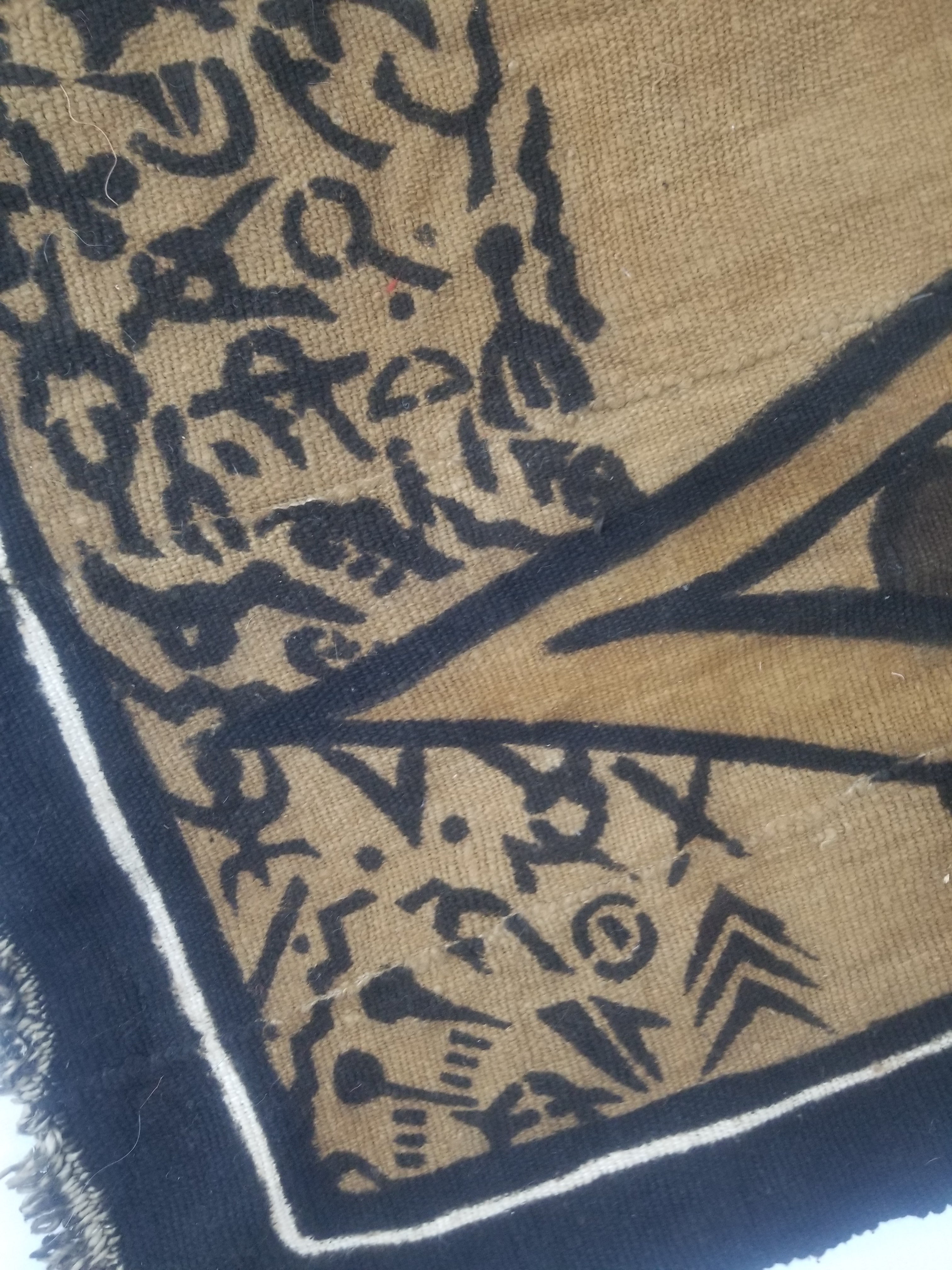 Vintage African Tribal Handpainted Mud Cloth Tapestry 110x78cm