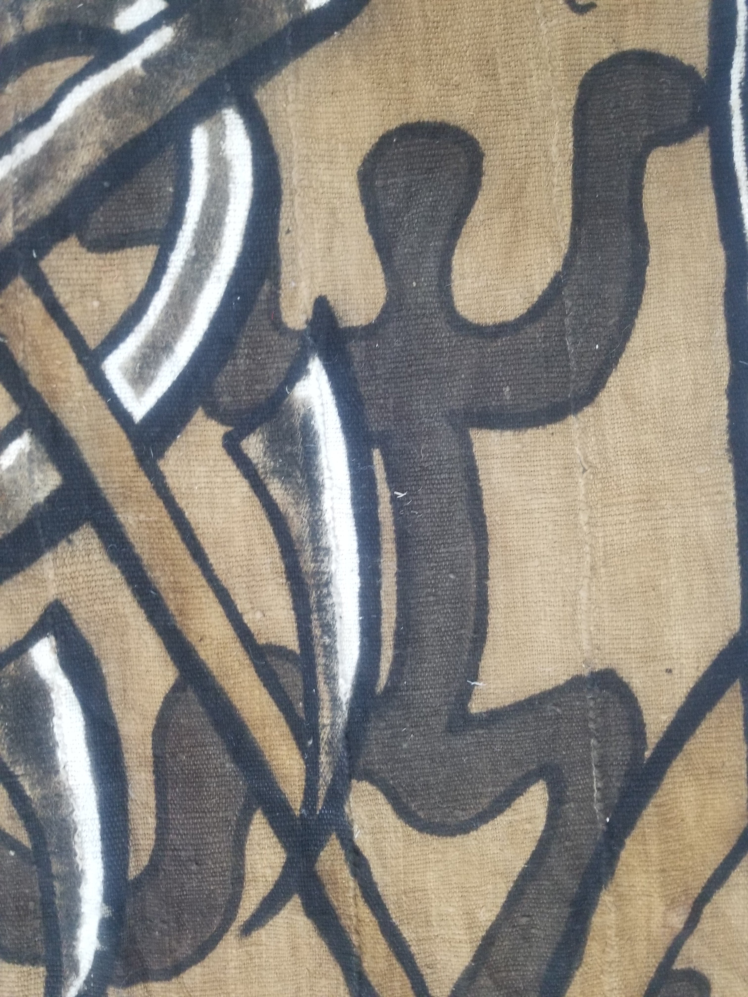 Vintage African Tribal Handpainted Mud Cloth Tapestry 110x78cm