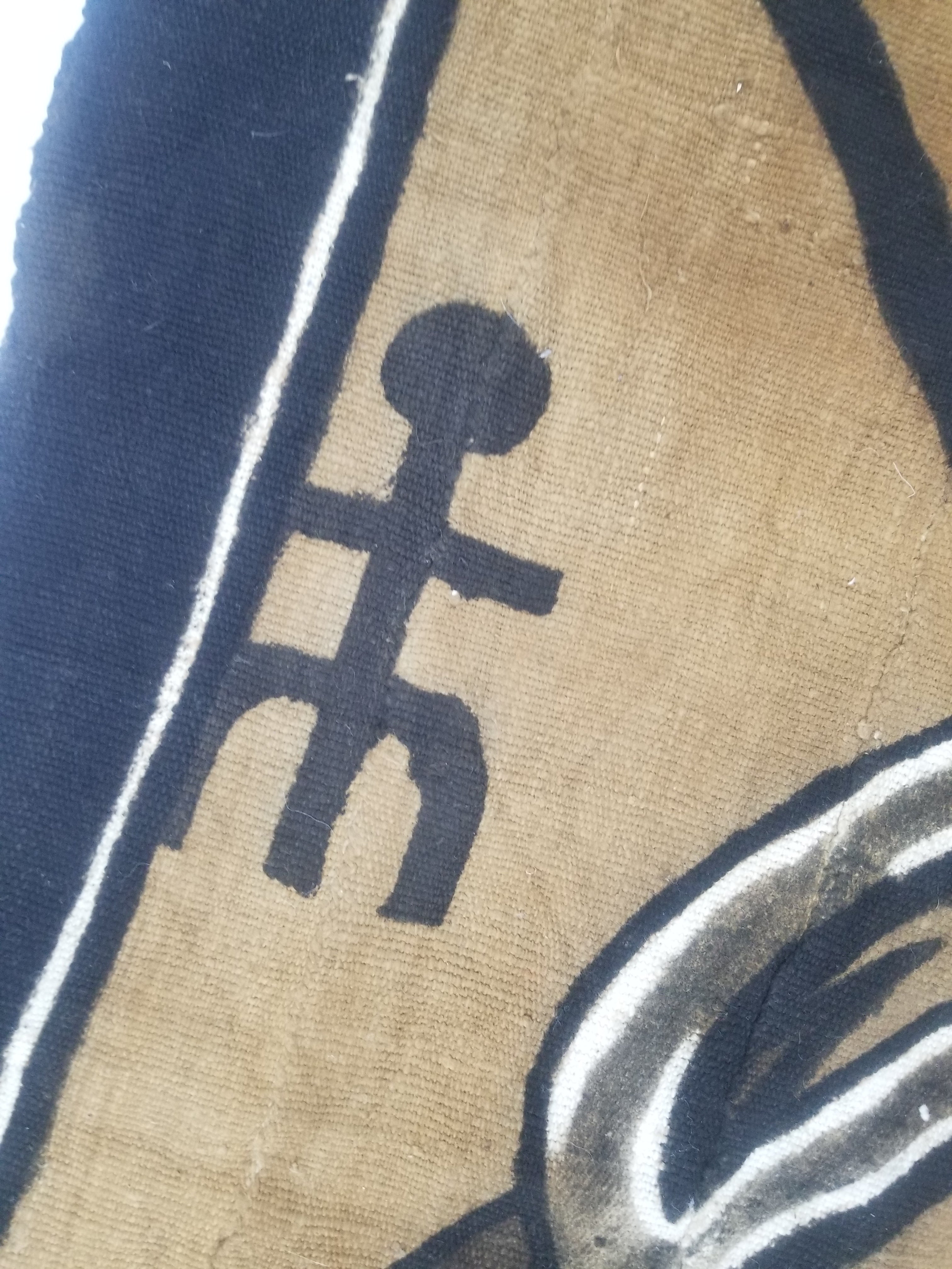 Vintage African Tribal Handpainted Mud Cloth Tapestry 110x78cm