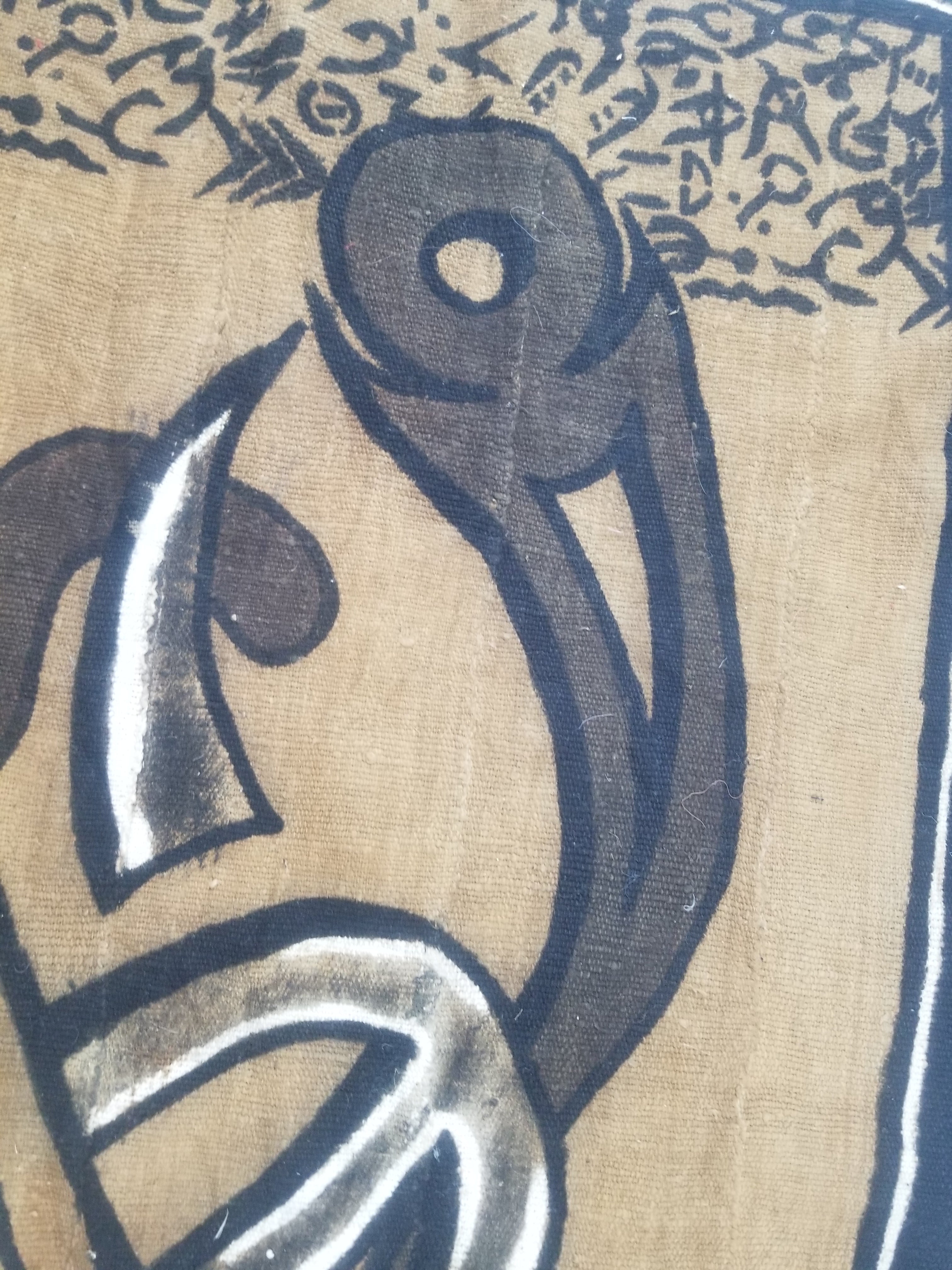Vintage African Tribal Handpainted Mud Cloth Tapestry 110x78cm