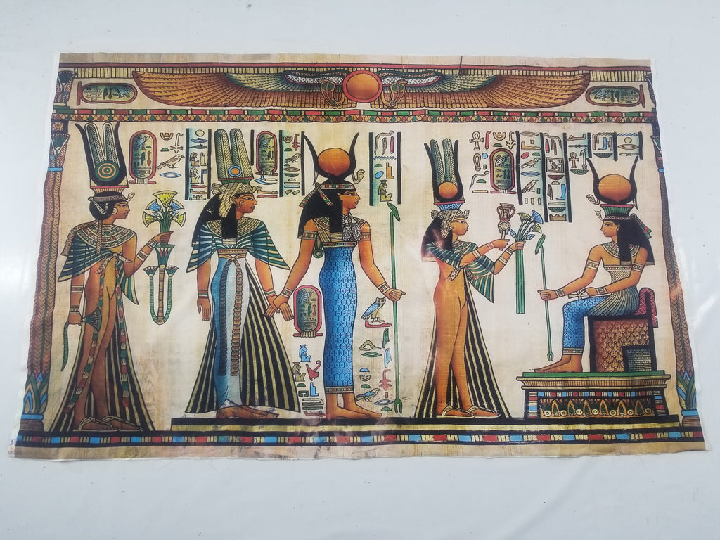 Vintage Egyptian Papyrus Art Print - Pharaohs, Gods & Hieroglyphs 145x96cm
