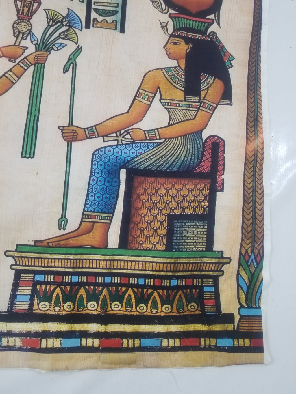 Vintage Egyptian Papyrus Art Print - Pharaohs, Gods & Hieroglyphs 145x96cm