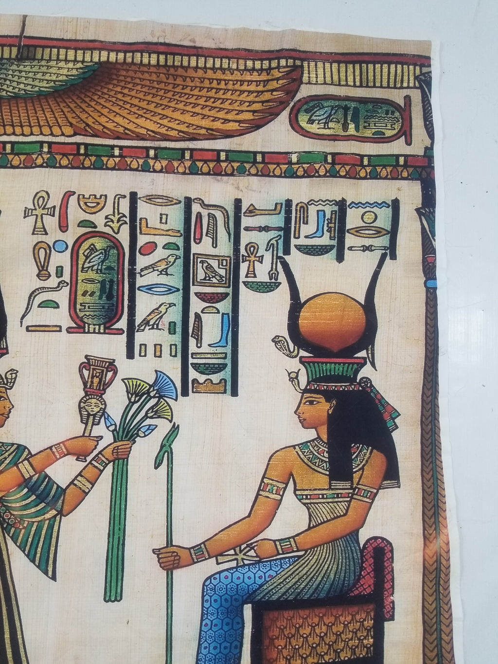 Vintage Egyptian Papyrus Art Print - Pharaohs, Gods & Hieroglyphs 145x96cm