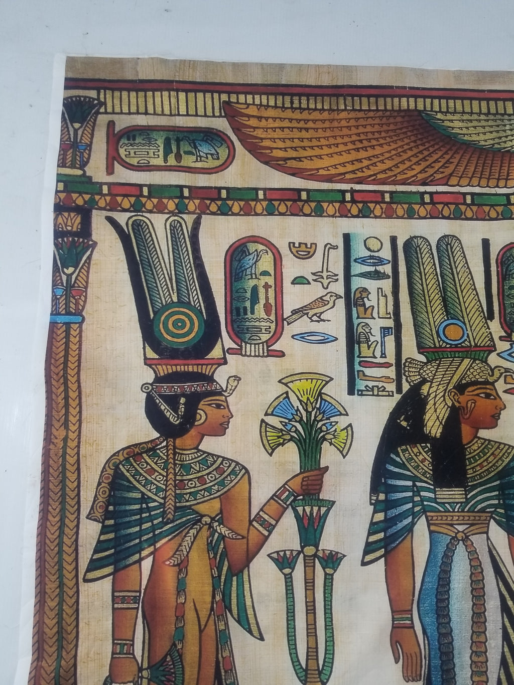 Vintage Egyptian Papyrus Art Print - Pharaohs, Gods & Hieroglyphs 145x96cm