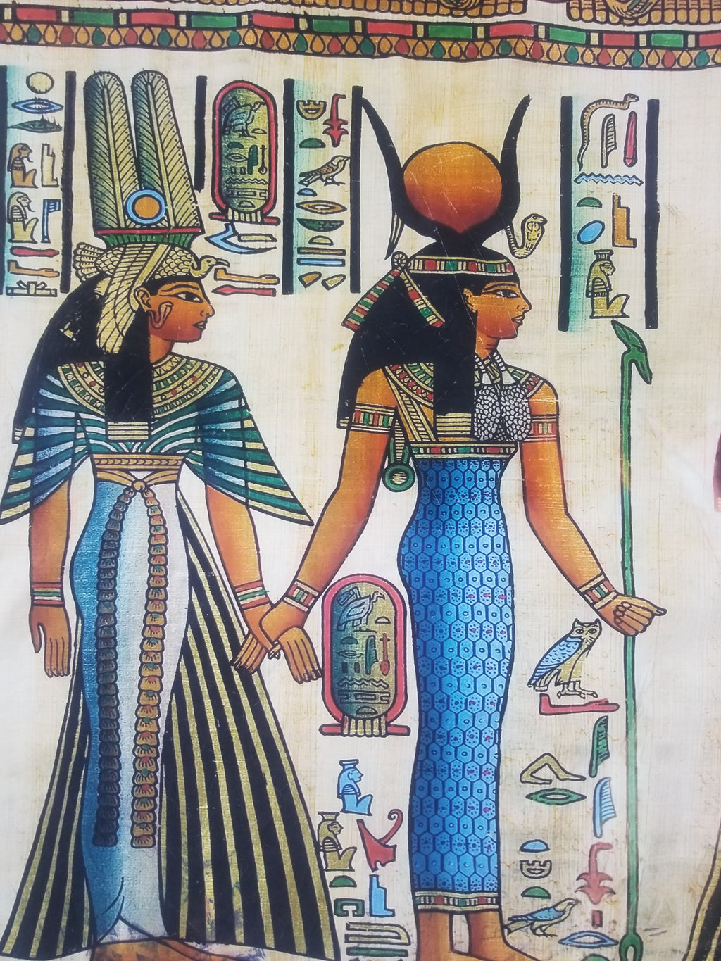 Vintage Egyptian Papyrus Art Print - Pharaohs, Gods & Hieroglyphs 145x96cm