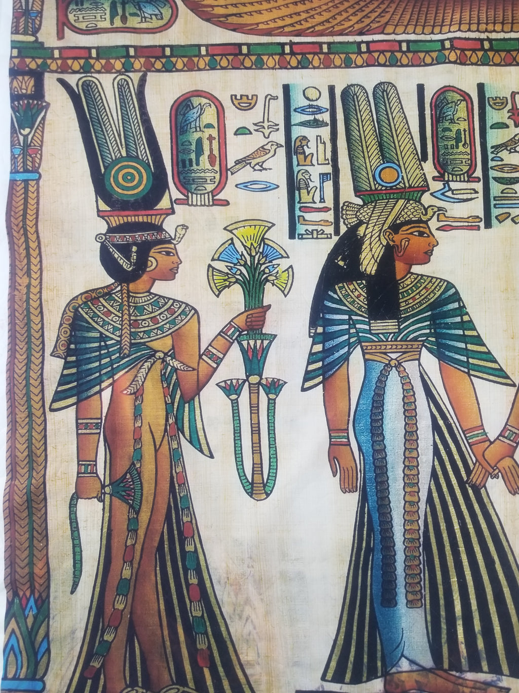 Vintage Egyptian Papyrus Art Print - Pharaohs, Gods & Hieroglyphs 145x96cm