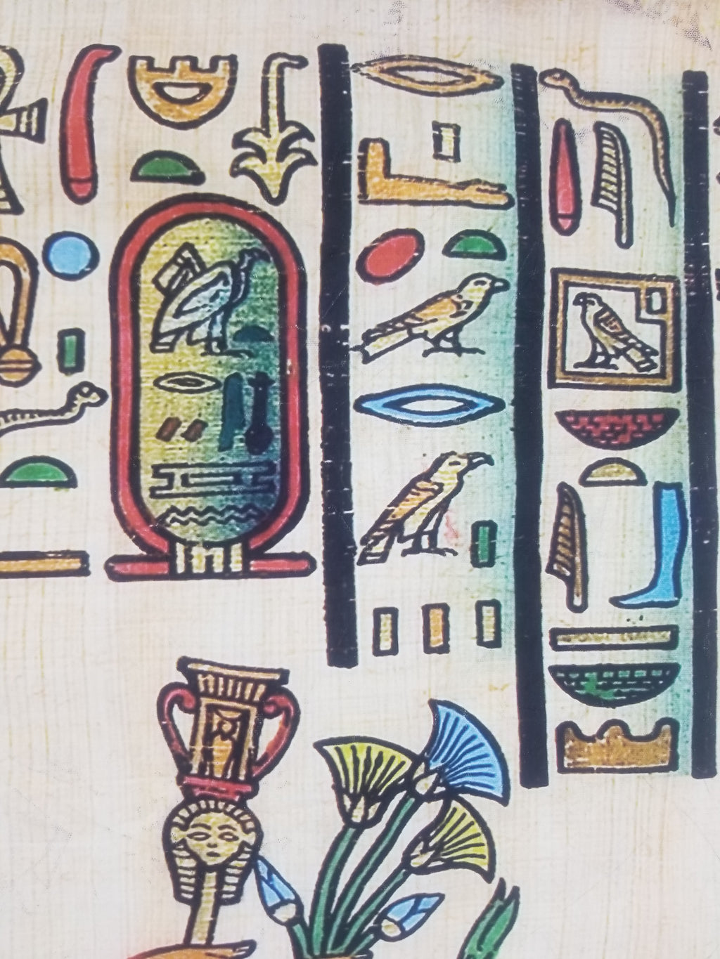 Vintage Egyptian Papyrus Art Print - Pharaohs, Gods & Hieroglyphs 145x96cm
