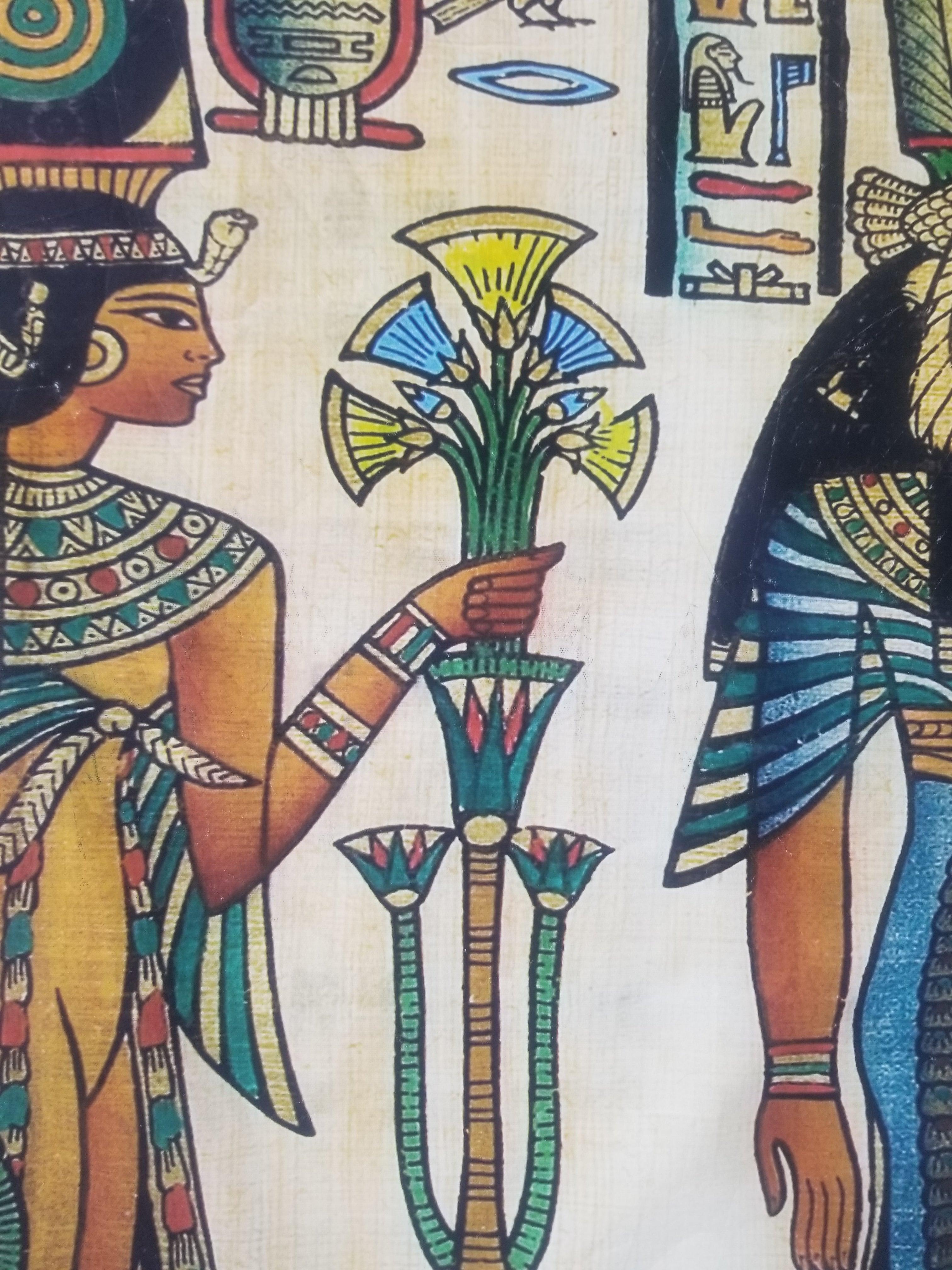 Vintage Egyptian Papyrus Art Print - Pharaohs, Gods & Hieroglyphs 145x96cm