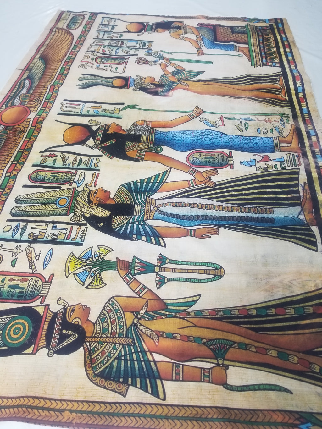 Vintage Egyptian Papyrus Art Print - Pharaohs, Gods & Hieroglyphs 145x96cm