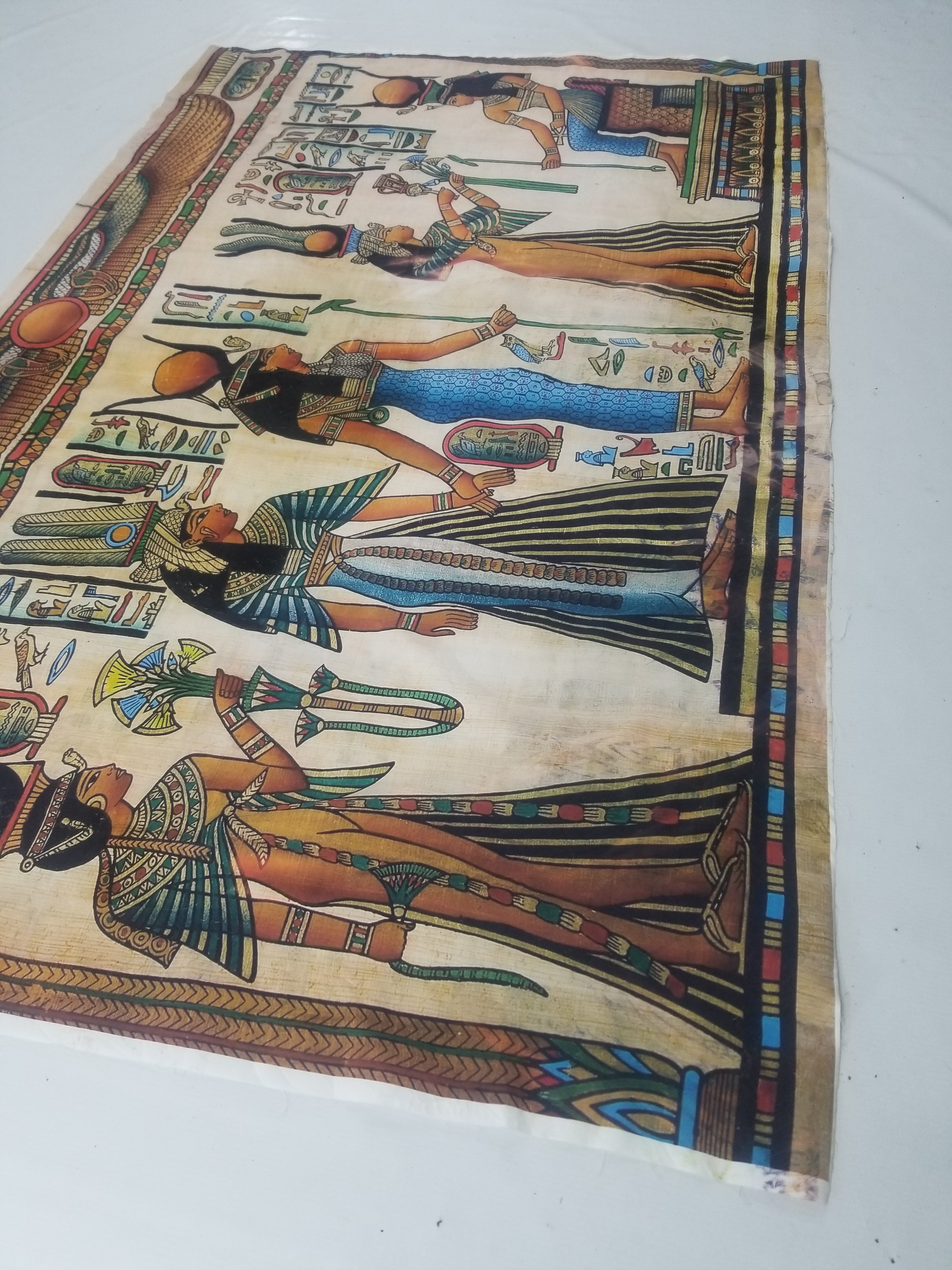 Vintage Egyptian Papyrus Art Print - Pharaohs, Gods & Hieroglyphs 145x96cm