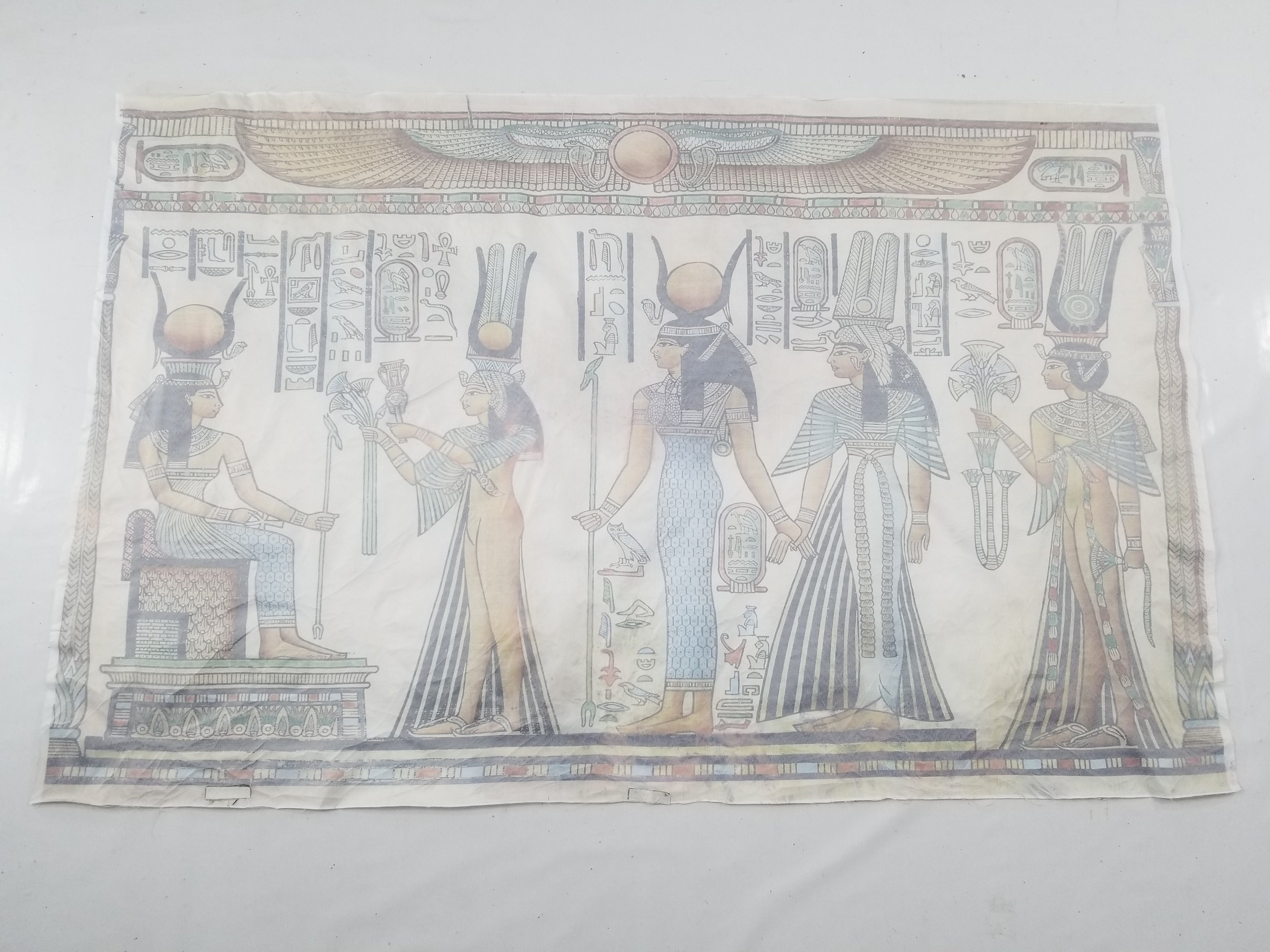 Vintage Egyptian Papyrus Art Print - Pharaohs, Gods & Hieroglyphs 145x96cm