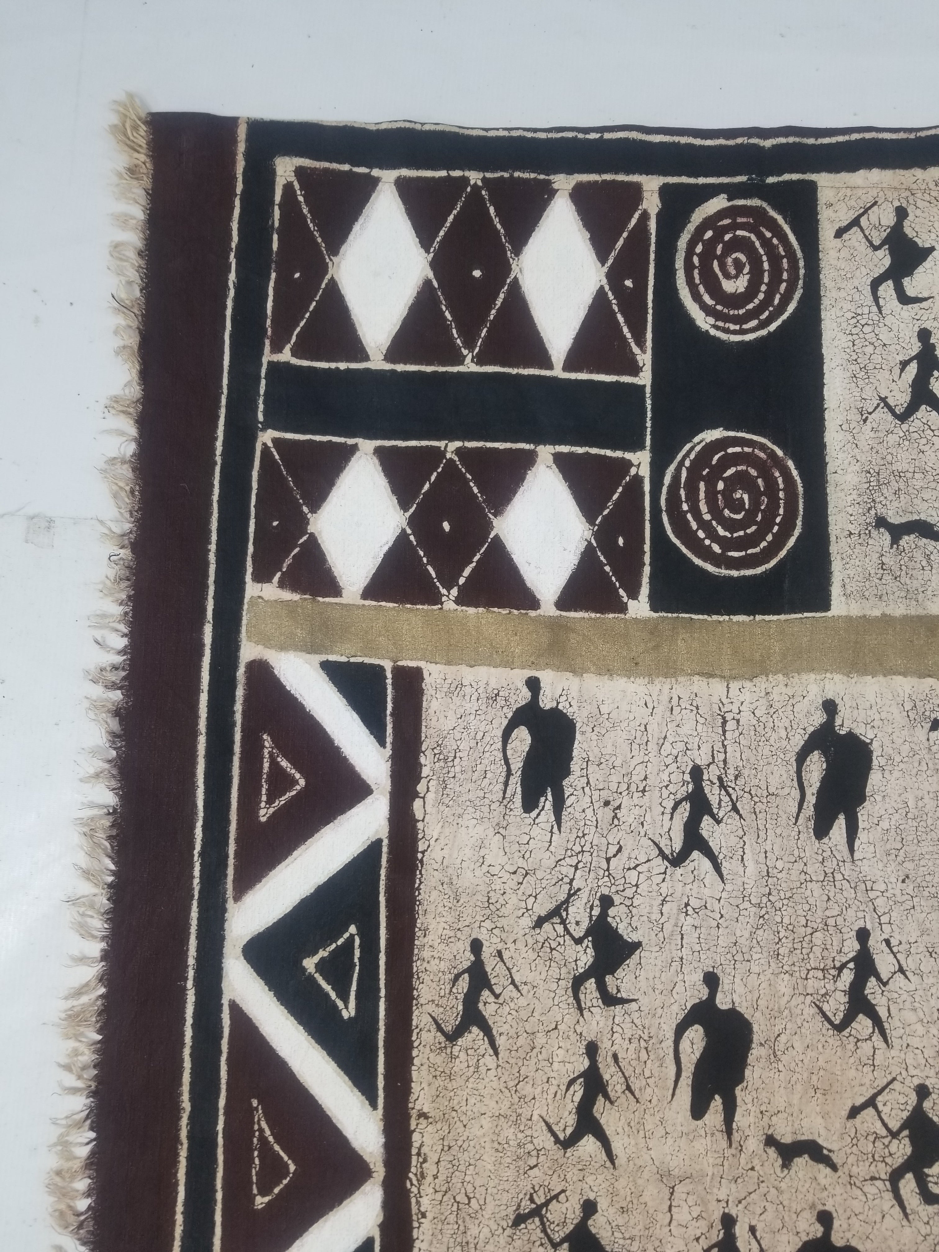 Vintage African Hand Painted Batik Wall Hanging 140x88cm