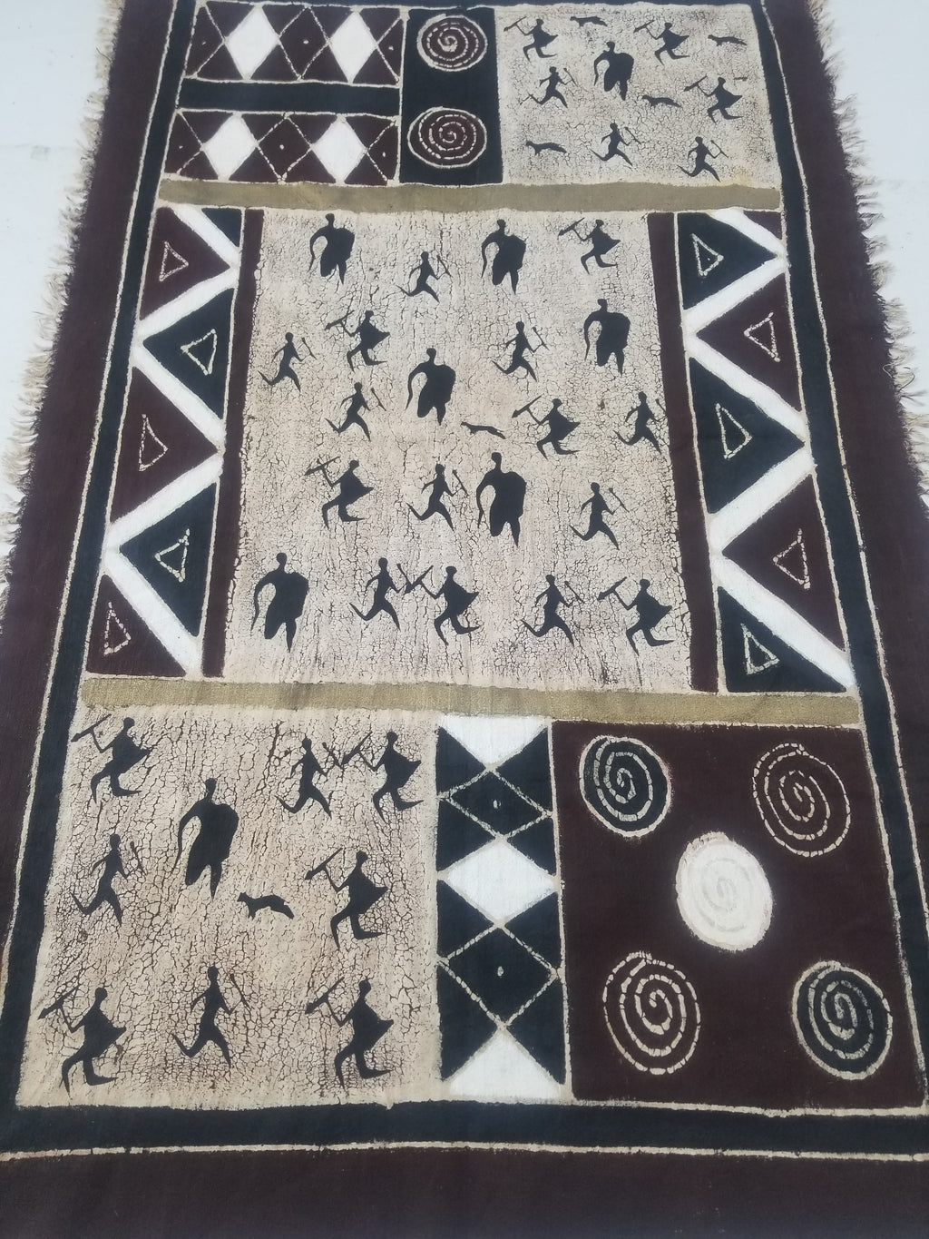 Vintage African Hand Painted Batik Wall Hanging 140x88cm