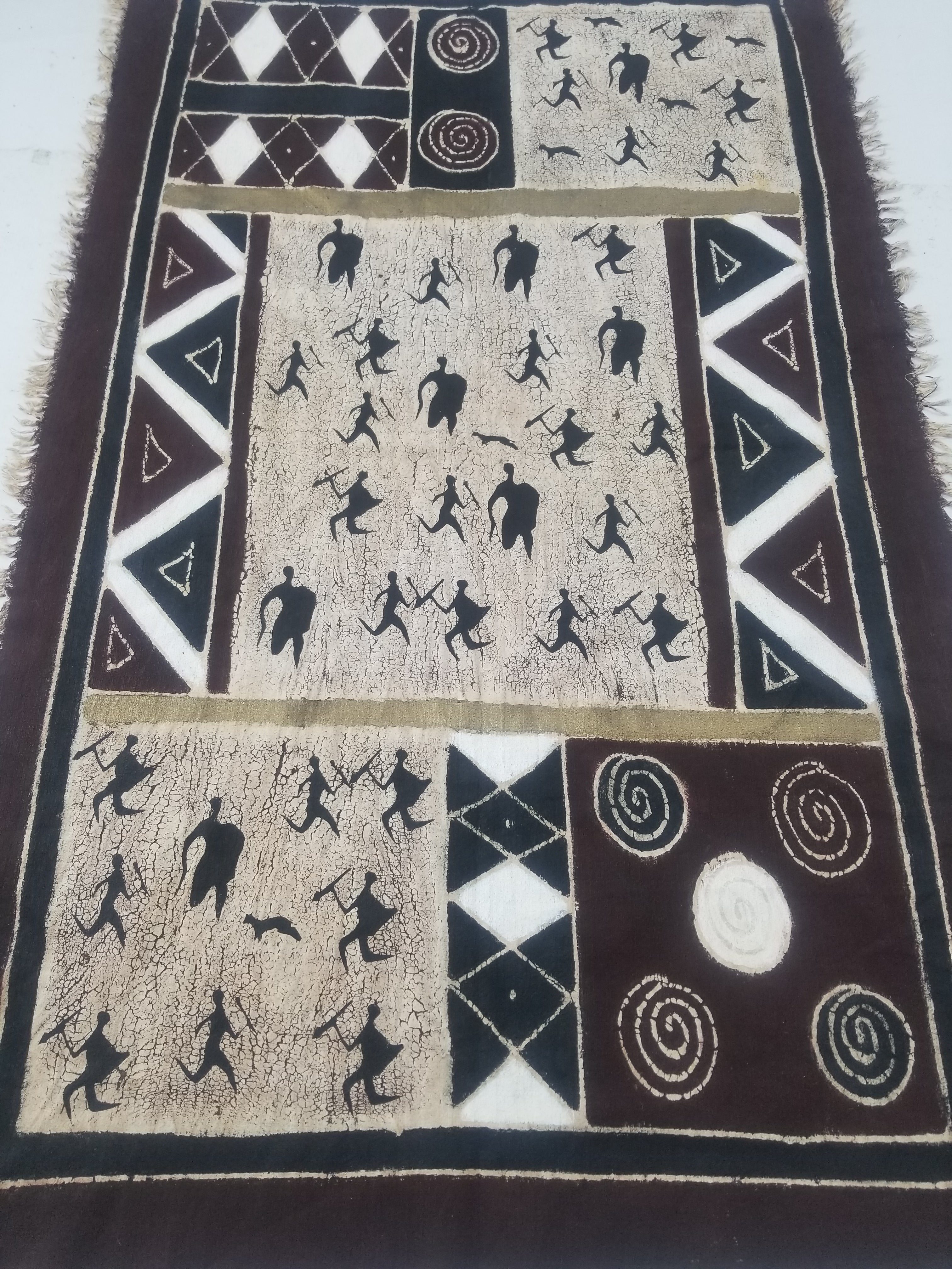 Vintage African Hand Painted Batik Wall Hanging 140x88cm