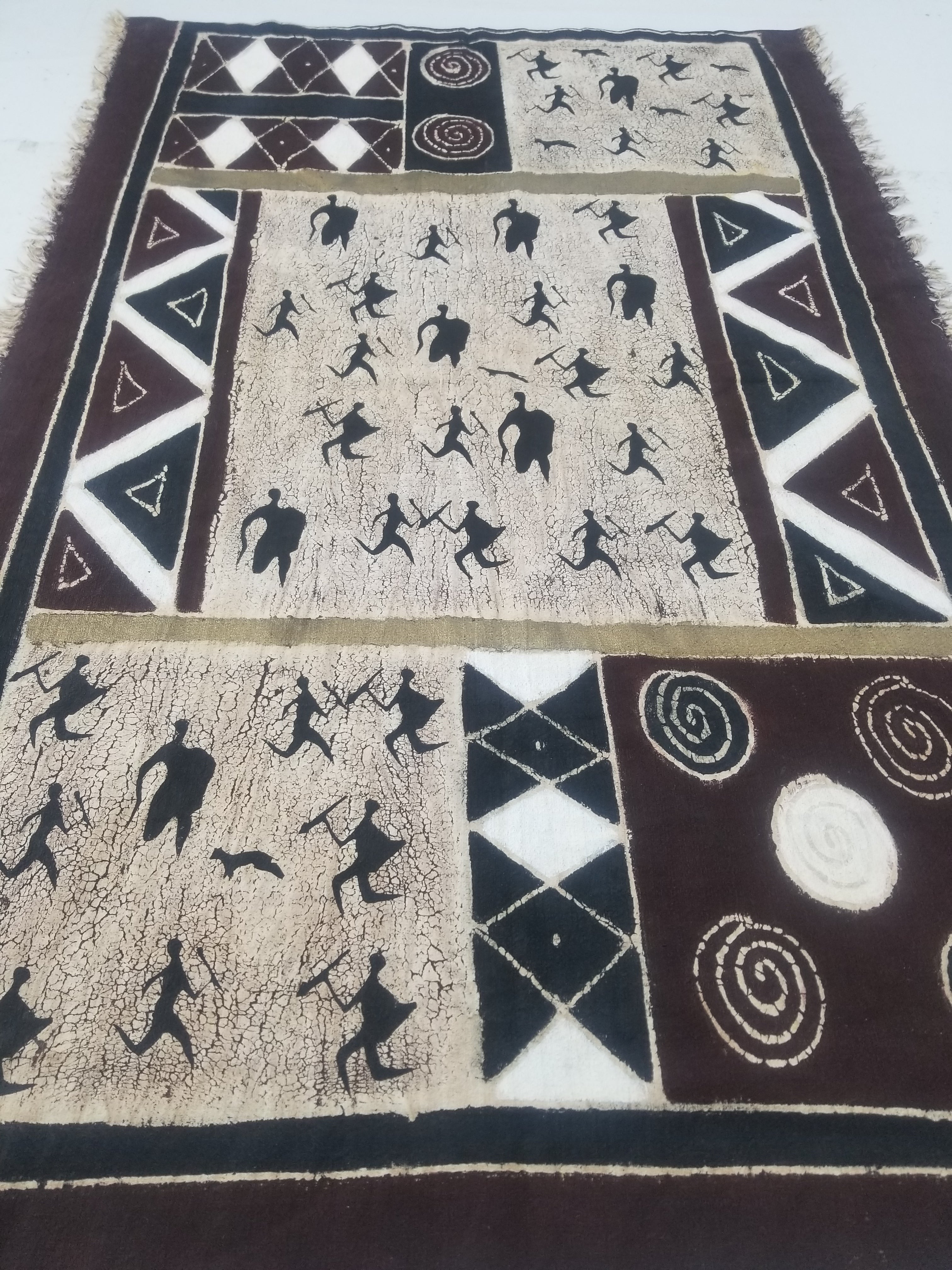 Vintage African Hand Painted Batik Wall Hanging 140x88cm